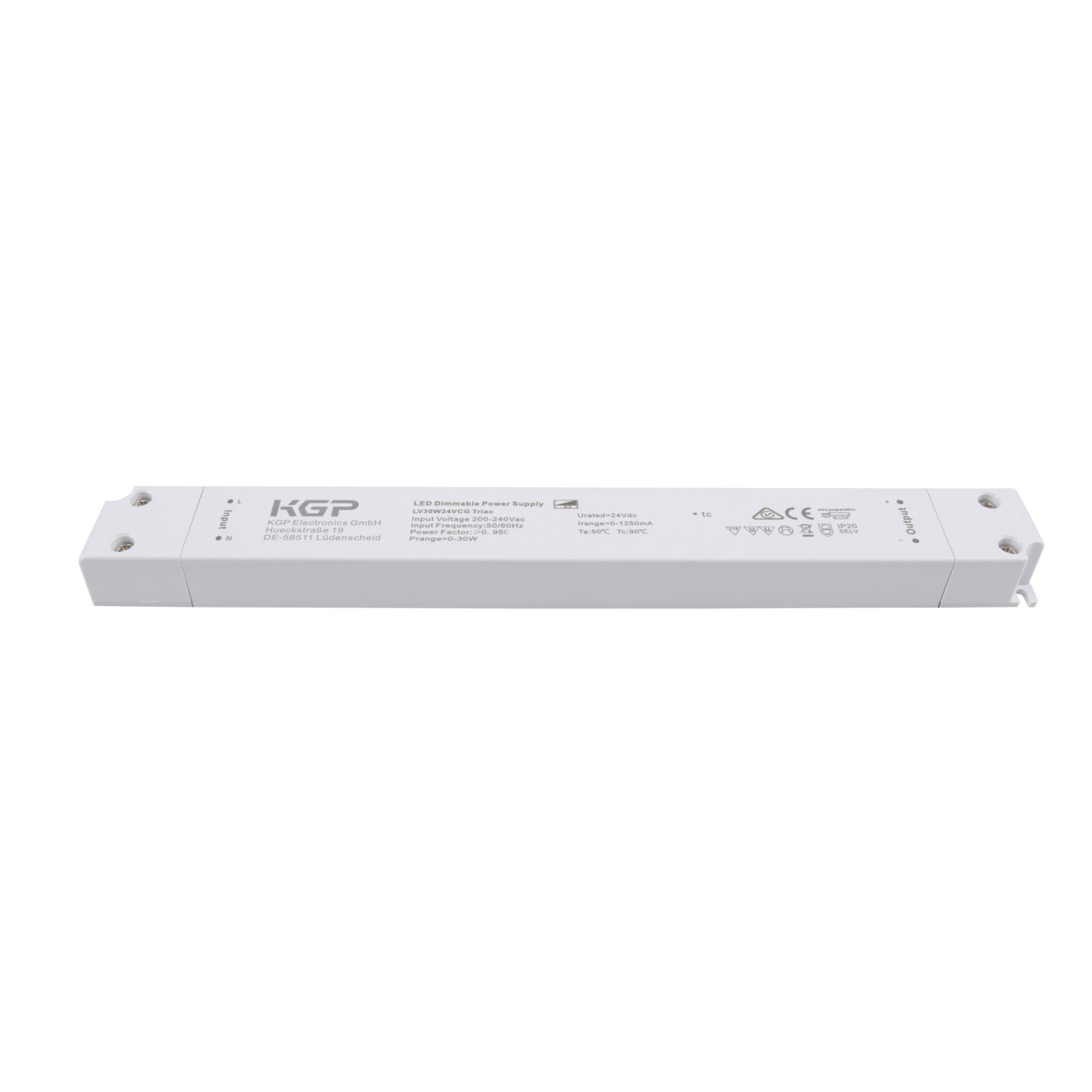 KGP, Dimmbares Netzger�t 24V (CV, DC) Long-Flat,LV30W24CG Triac, Phasenan-/abschnitt 30W/60W