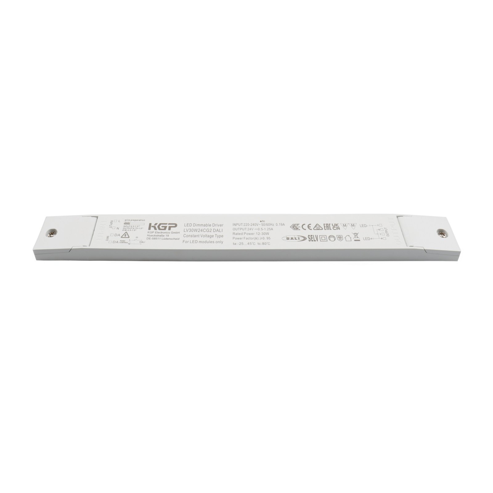 KGP, Dimmbares Netzger�t 24V (CV, DC) Long-Flat,LV30W24CG2 DALI 1.0 / DT6, DALI 2.0 / DT6, Push-Dim,