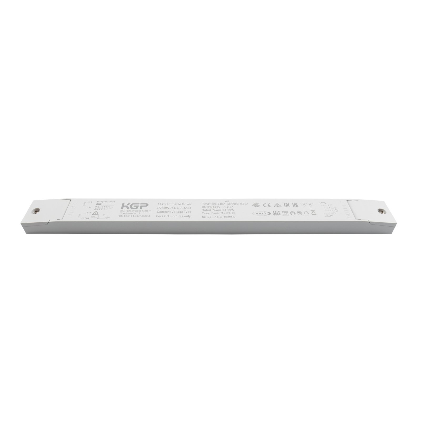 KGP, Dimmbares Netzger�t 24V (CV, DC) Long-Flat,LV60W24CG2 DALI 1.0 / DT6, DALI 2.0 / DT6, Push-Dim,