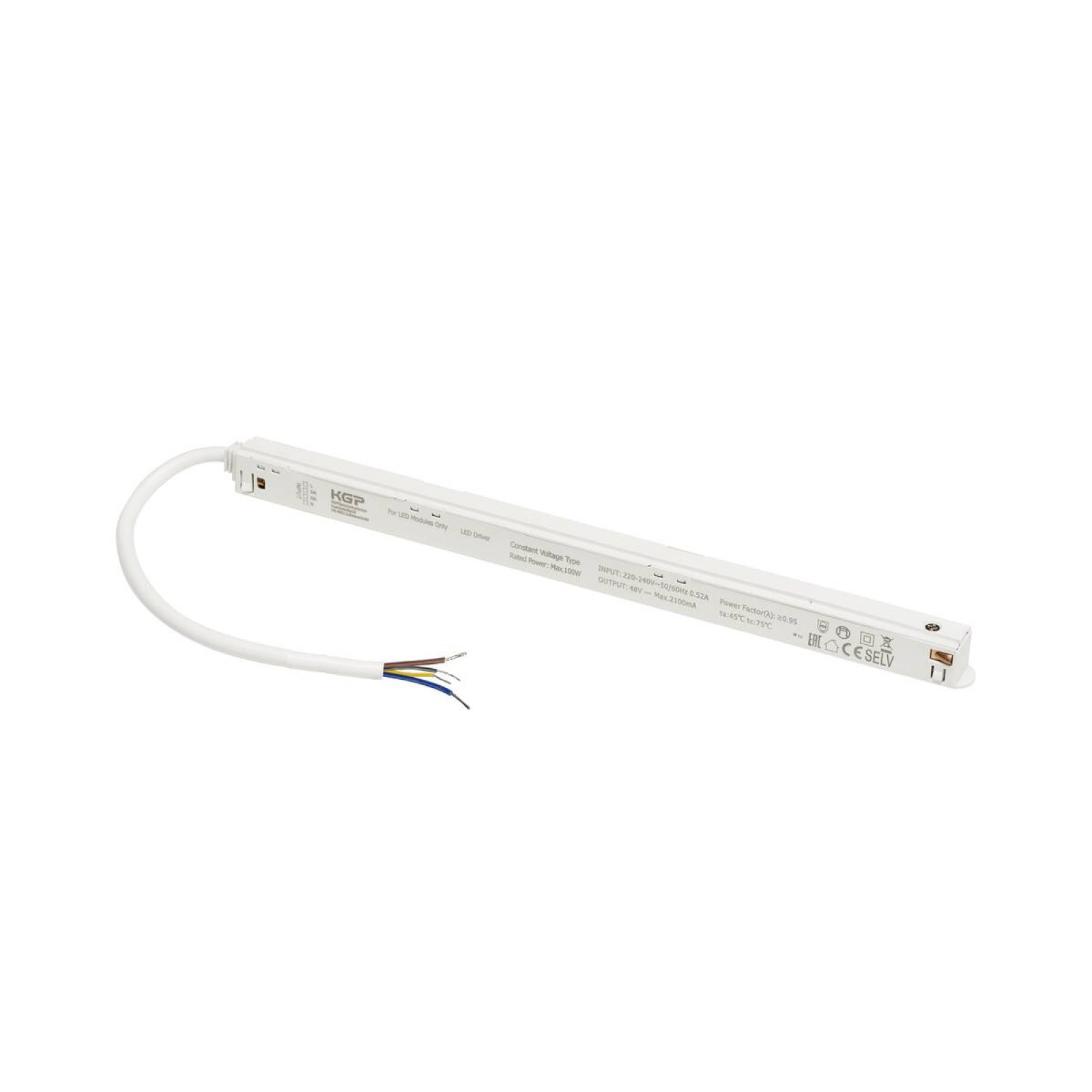 KGP Intrack-Trafo flat wei�, 0-100W, 48V DC mit DALI-Durchverdrahtung