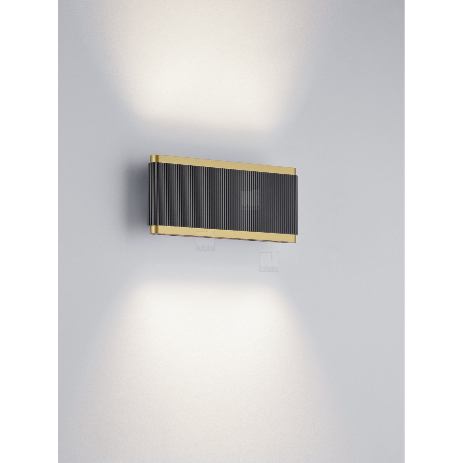 KOBE Wandleuchte Up & Down mit Plissee-Optik, 11W dim, schwarz-gold