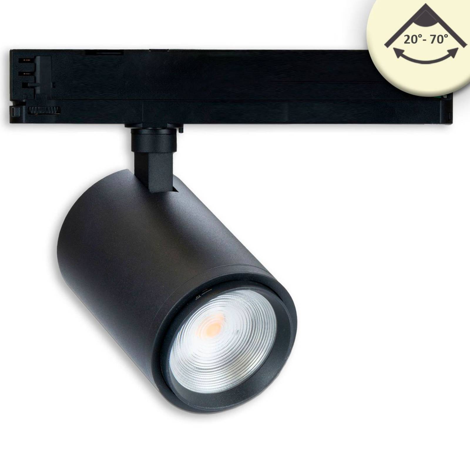 LED 3-Phasen-Strahler 42W, fokussierbar 20�-70�, schwarz matt, 3000K, 4450lm, CRI/Ra90, DALI dimmbar