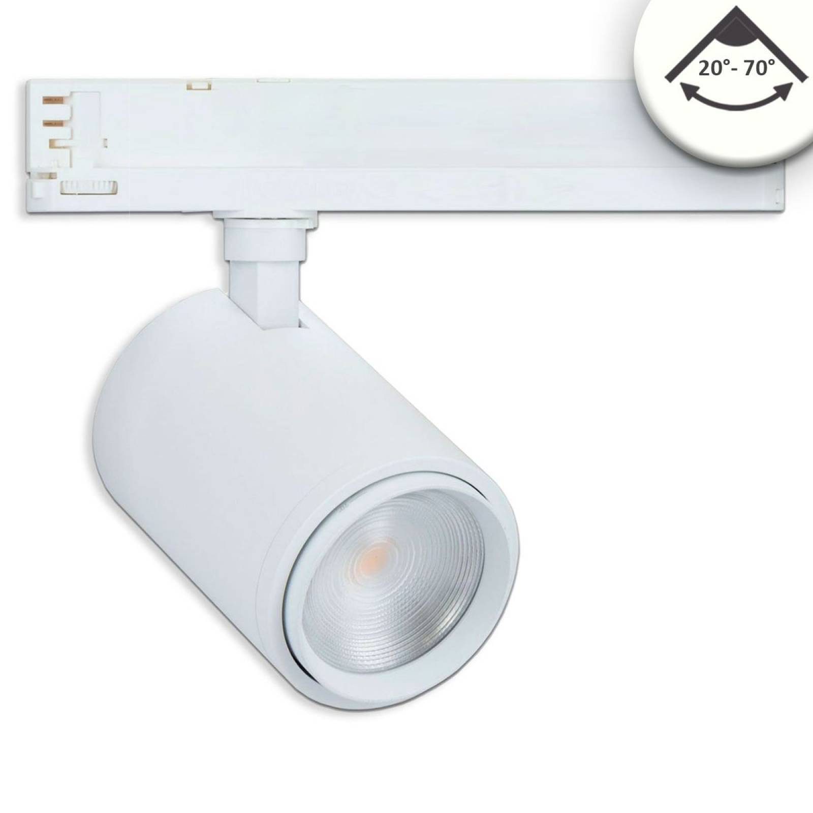 LED 3-Phasen-Strahler 42W, fokussierbar 20�-70�, wei� matt, 4000K, 5200lm, CRI/Ra90, DALI dimmbar
