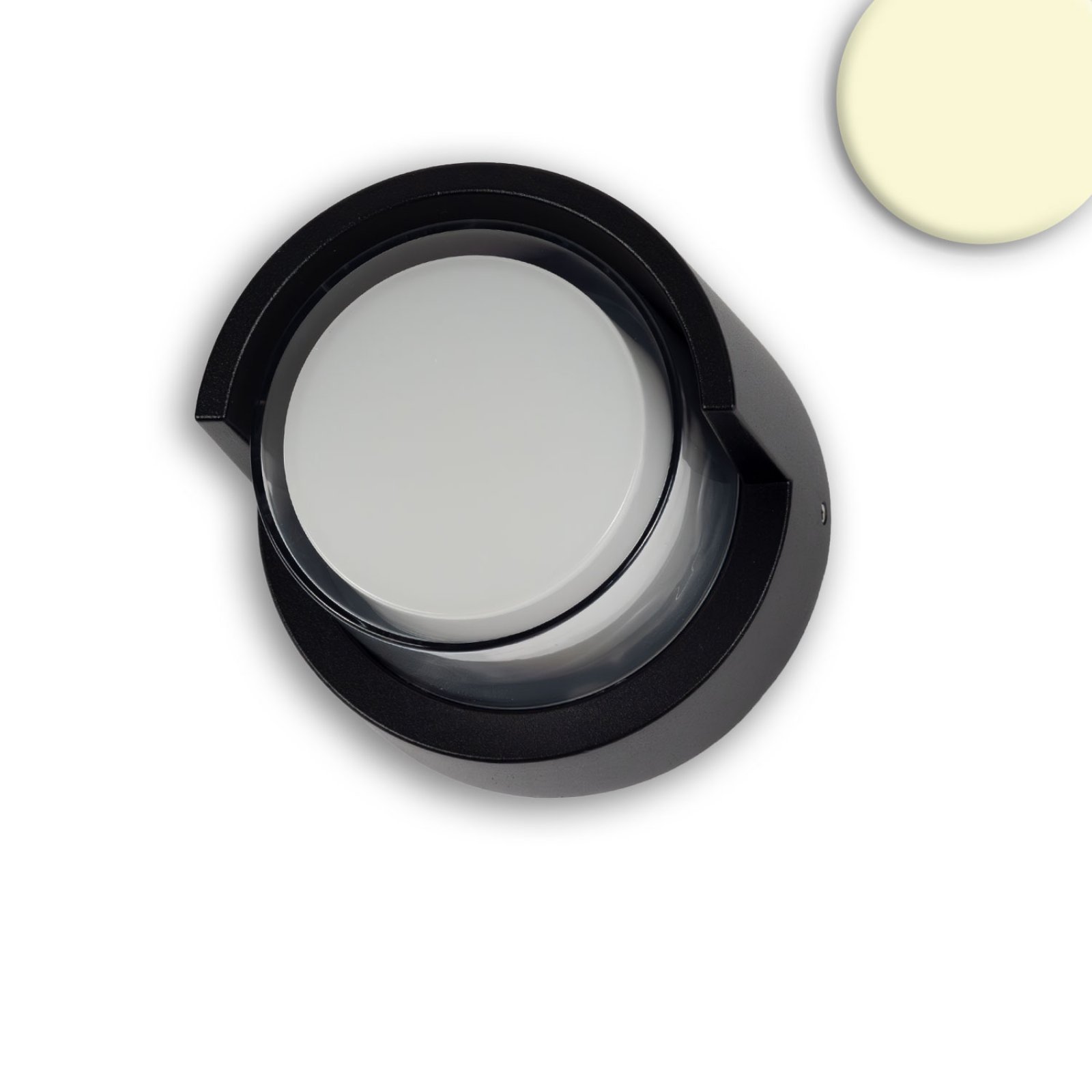 LED Au�enwandleuchte rund, 6W, IP54, schwarz, warmwei� von Isoled