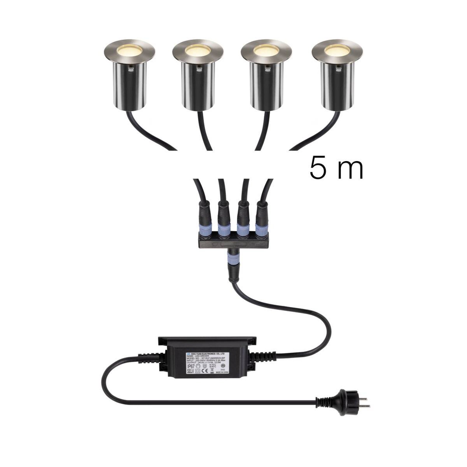 LED Bodeneinbauleuchten 4er Set TRAIL-LITE� 60, 3000K warmwei�