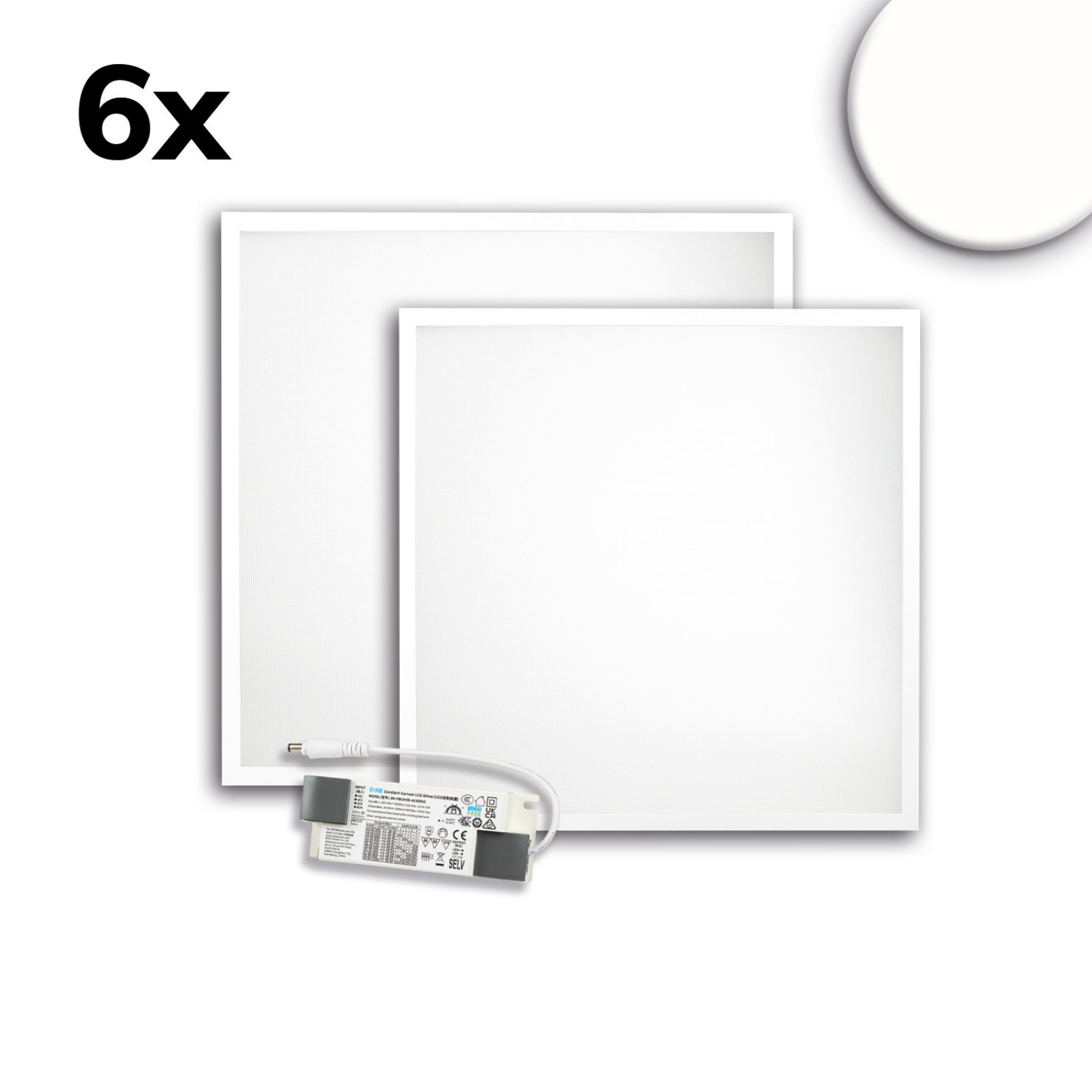 LED B�ropanel ECO Backlight Line 625mm, UGR<19, 36W, neutralwei�, 6er Set, PowerSwitch 21-40W