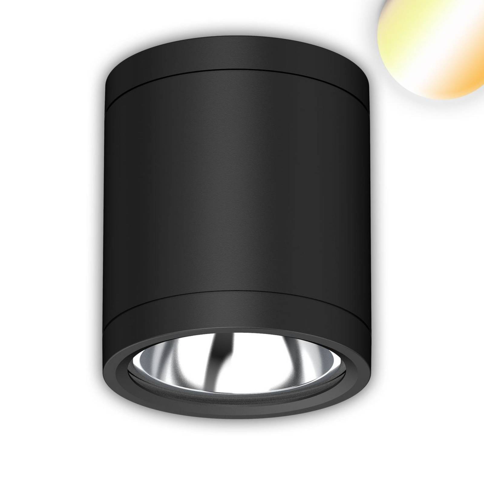 LED Deckenaufbaustrahler IP65, schwarz, 10W, ColorSwitch 3000/4000/5000K, dimmbar