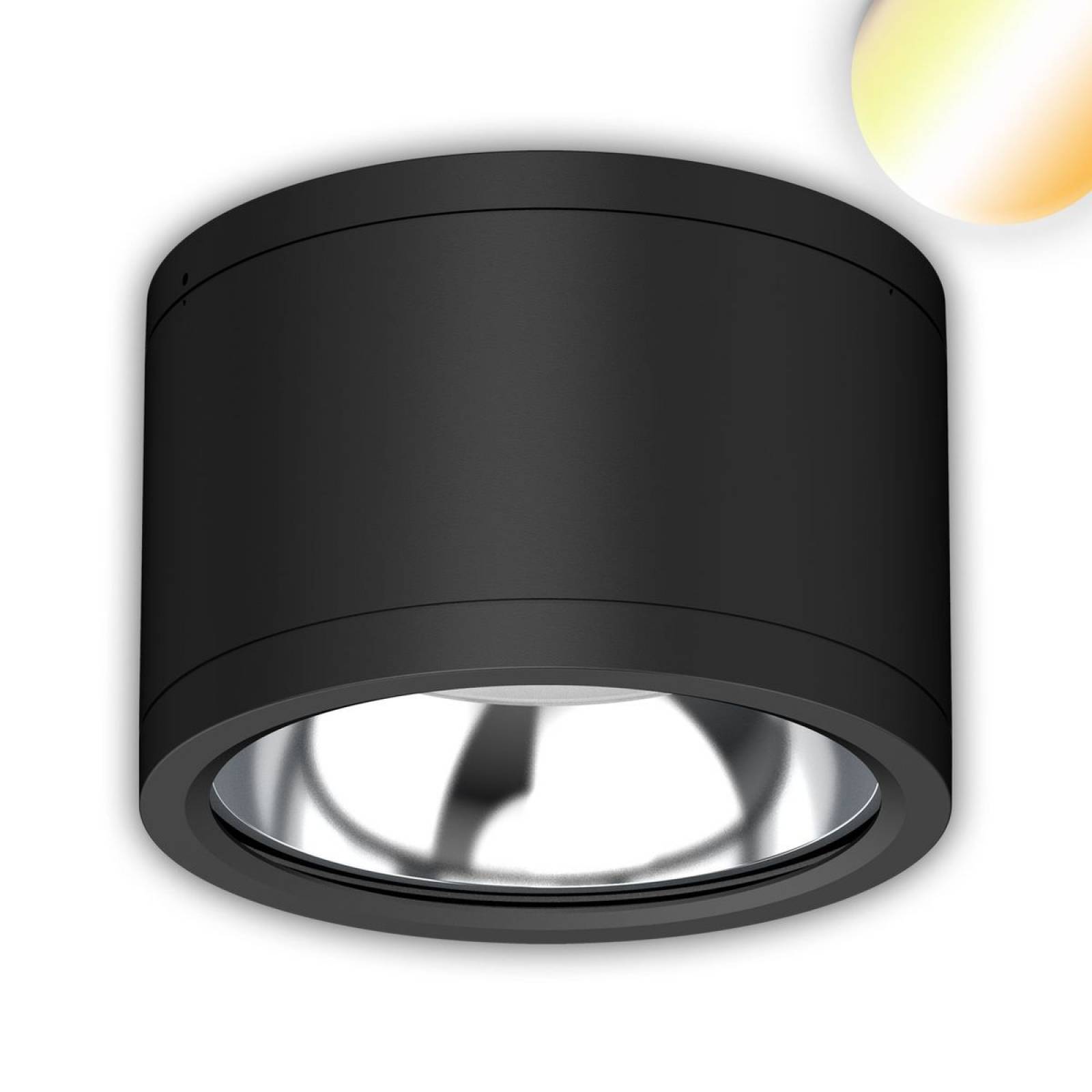 LED Deckenaufbaustrahler IP65, schwarz, 25W, ColorSwitch 3000/4000/5000K, dimmbar