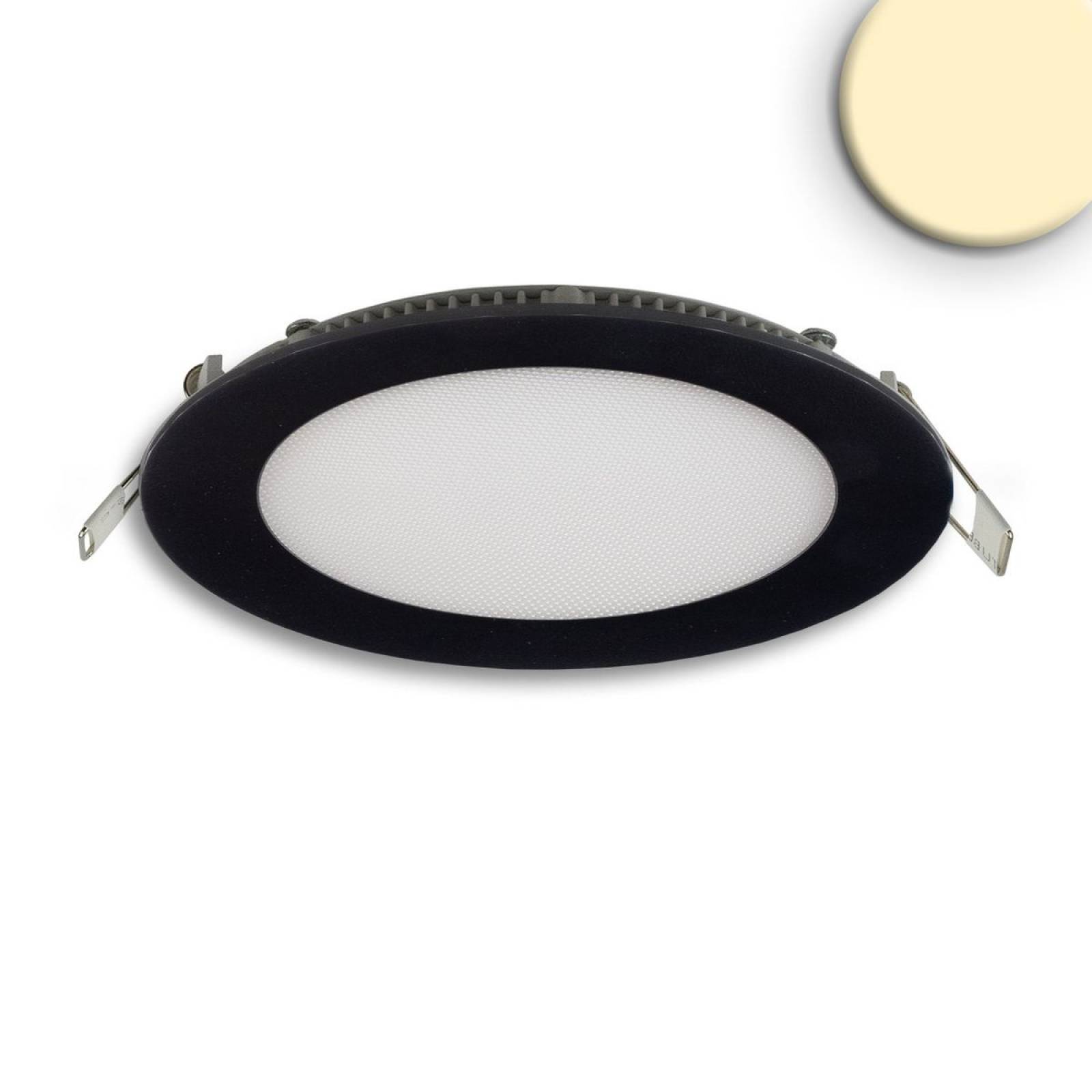 LED Downlight, 9W, rund, ultraflach, blendungsreduziert, schwarz, warmwei�, dimmbar CRI90