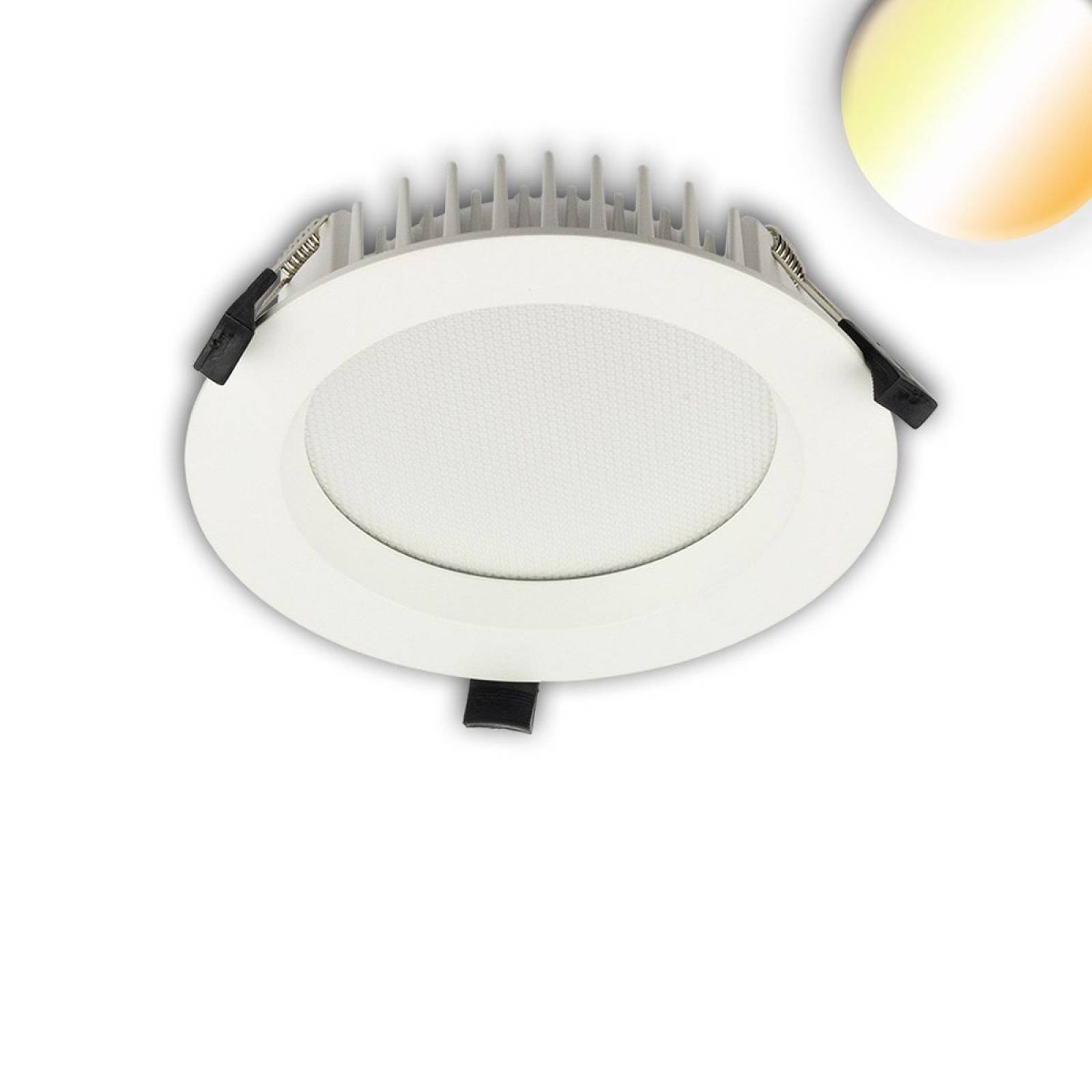 LED Downlight UGR19, 25W, 190mm rund, 2000lm, CRI90, Colorswitch 3000K-3500K-4000K, dimmbar