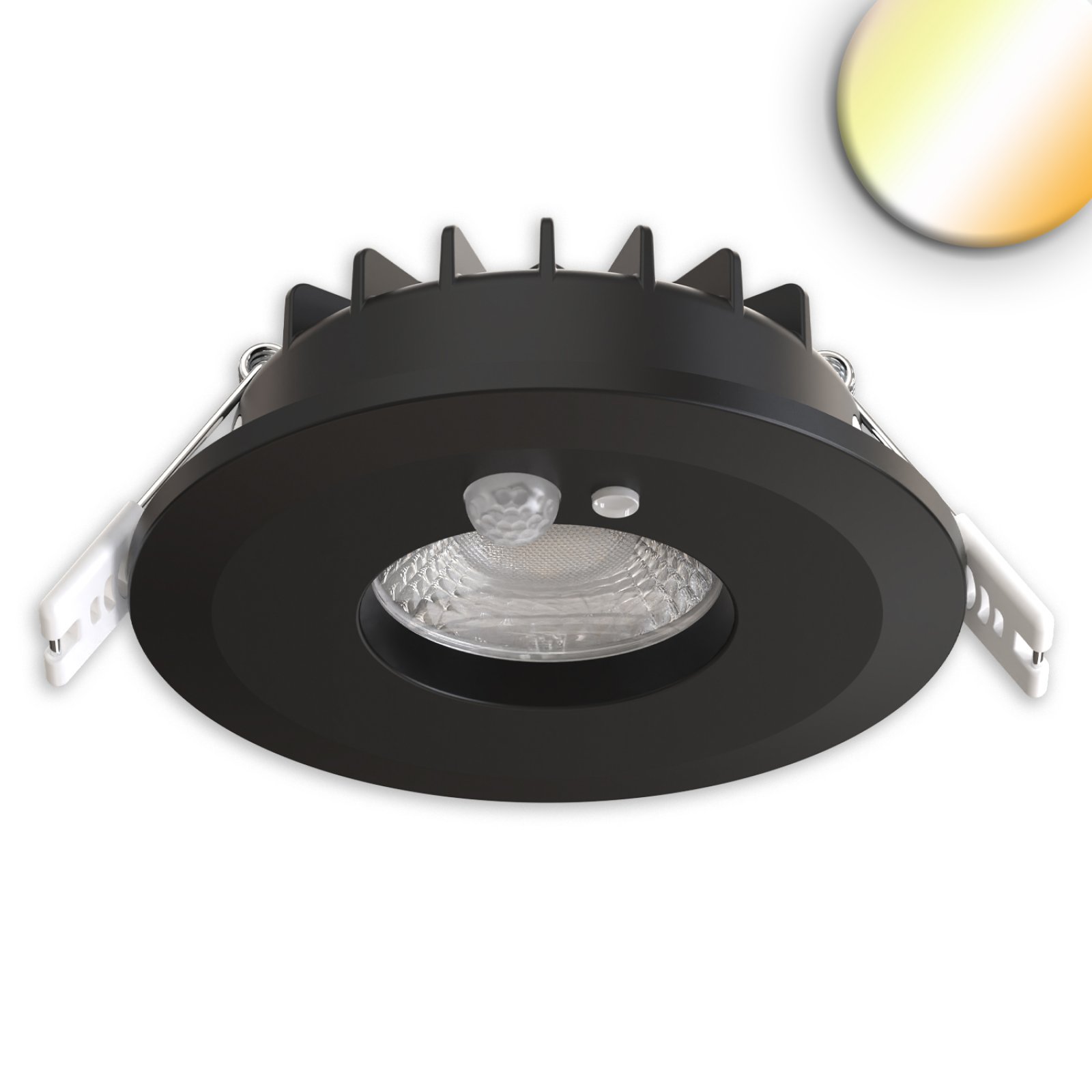 LED Einbauleuchte Vario-68 mit PIR-Sensor 6W, ColorSwitch 2700/3000/4000/6000K, schwarz