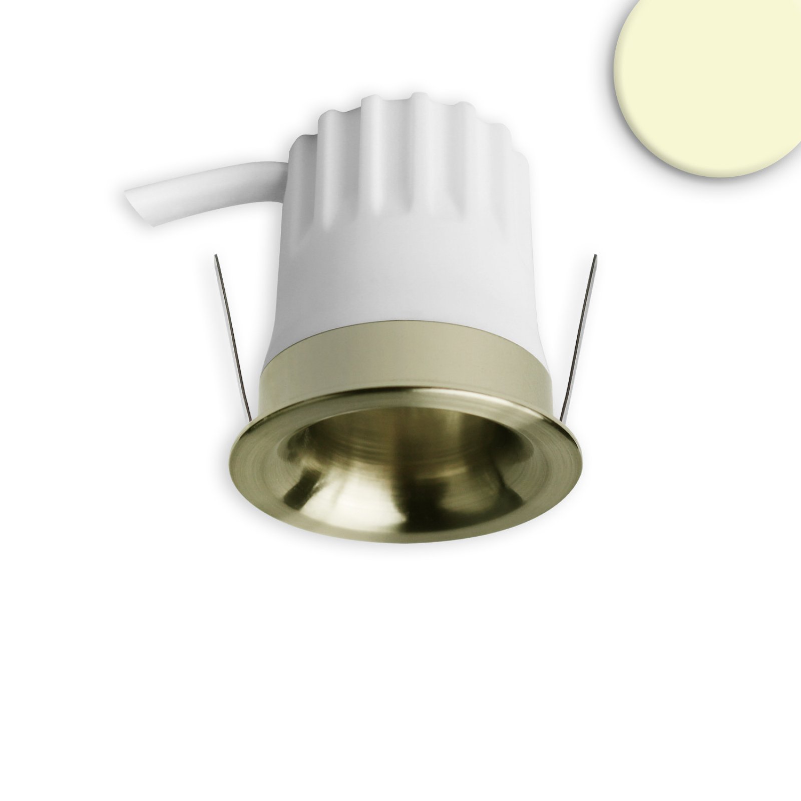 LED Einbaustrahler BACK32, messing geb�rstet, 5W, CRI90, 2700K warmwei�, Honeycomb, dimmbar