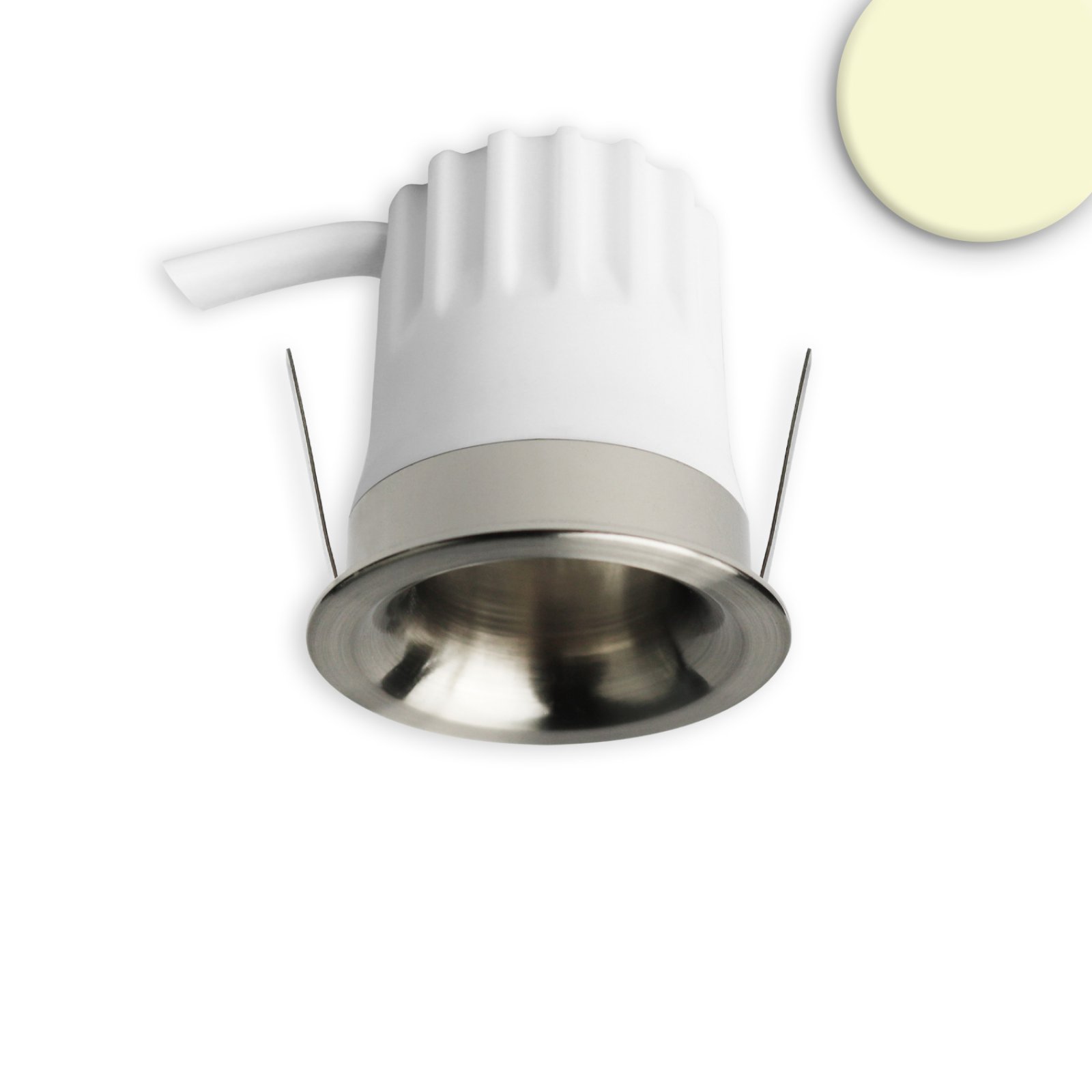 LED Einbaustrahler BACK32, nickel geb�rstet, 5W, CRI90, 3000K warmwei�, Honeycomb, dimmbar