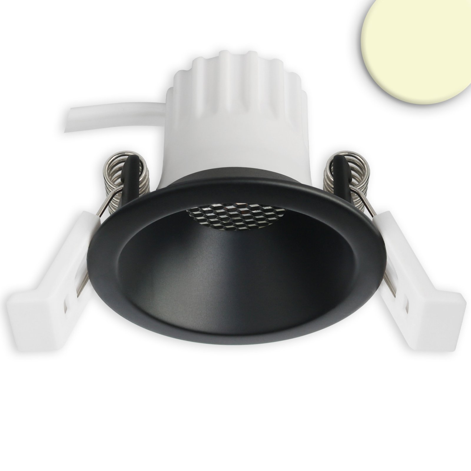 LED Einbaustrahler BACK45, schwarz matt, 5W, CRI90, 3000K warmwei�, Honeycomb, dimmbar