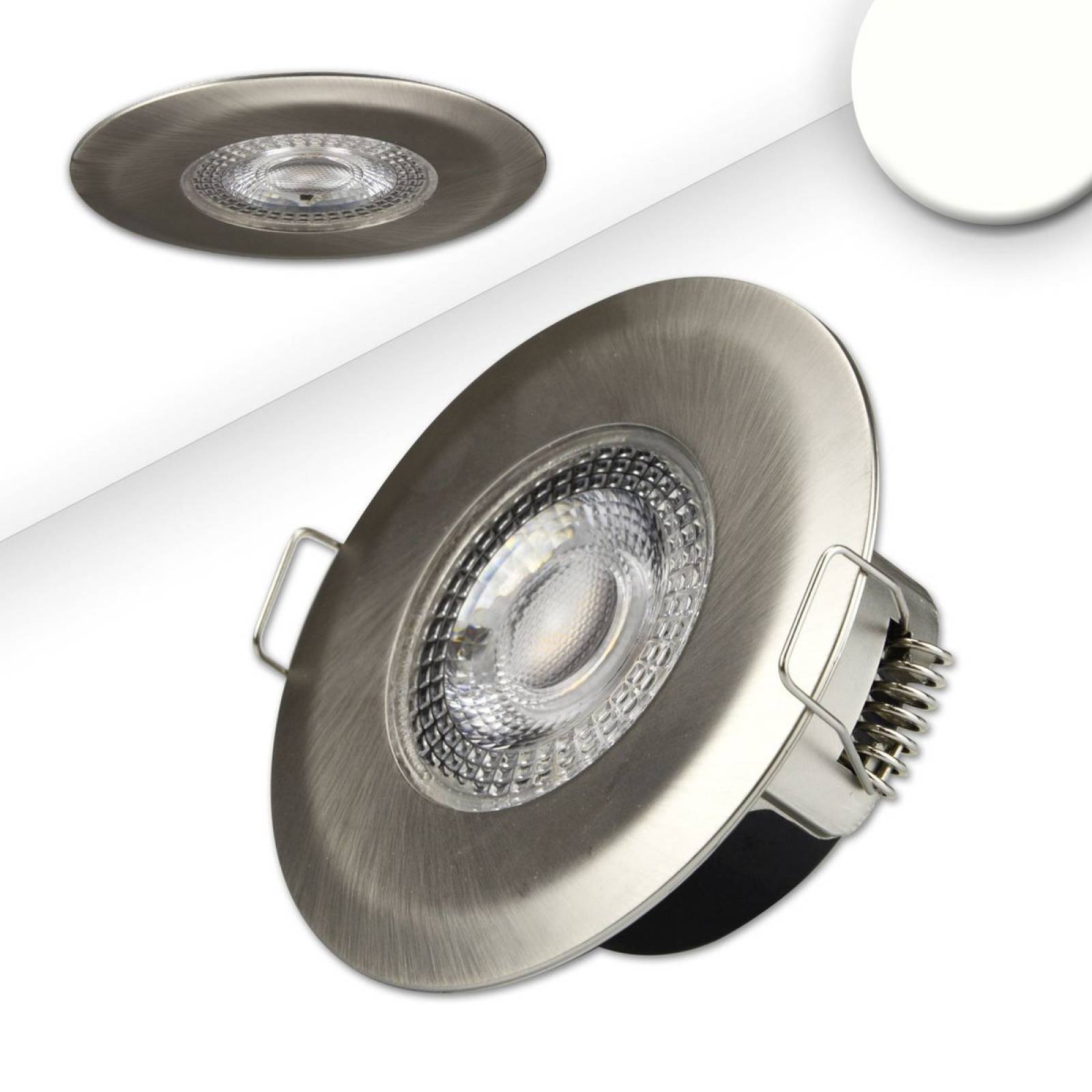 LED Einbaustrahler PC68 IP44, brushed, 5W, 38�, 4000k, SwitchDim