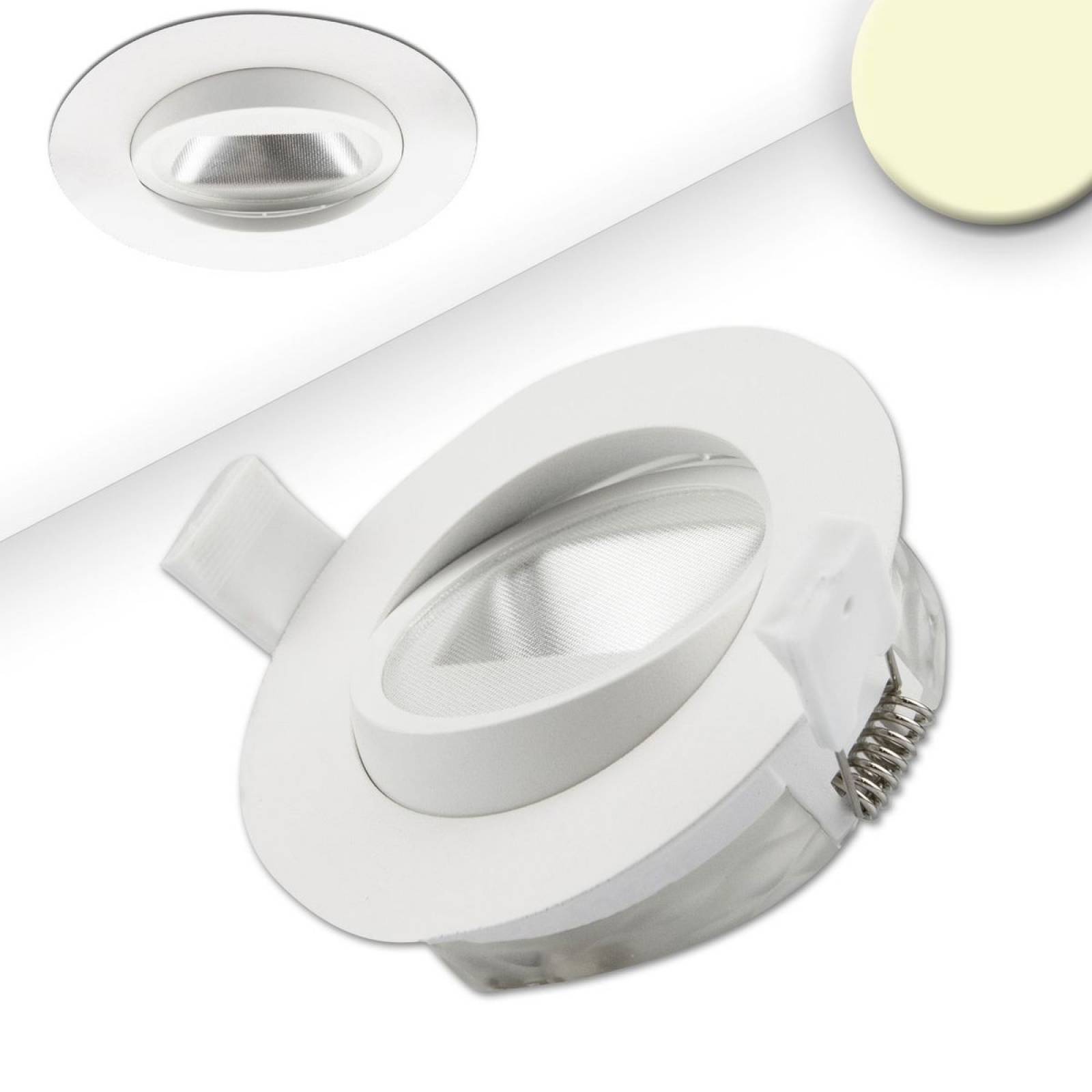 LED Einbaustrahler, asymetrisch COB, Alu wei�, 8W, 50�, IP44, 3000K, dimmbar