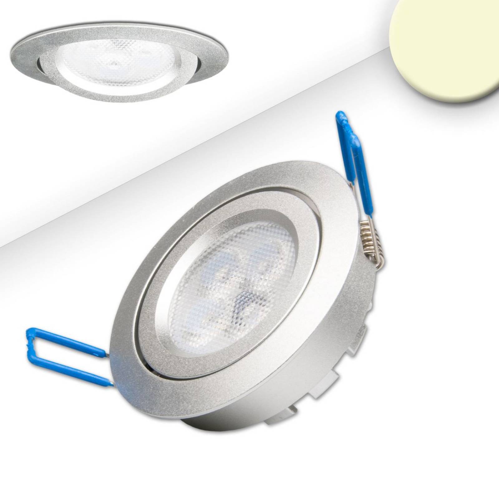 LED Einbaustrahler, silber, 8W, 72�, rund, warmwei�, dimmbar