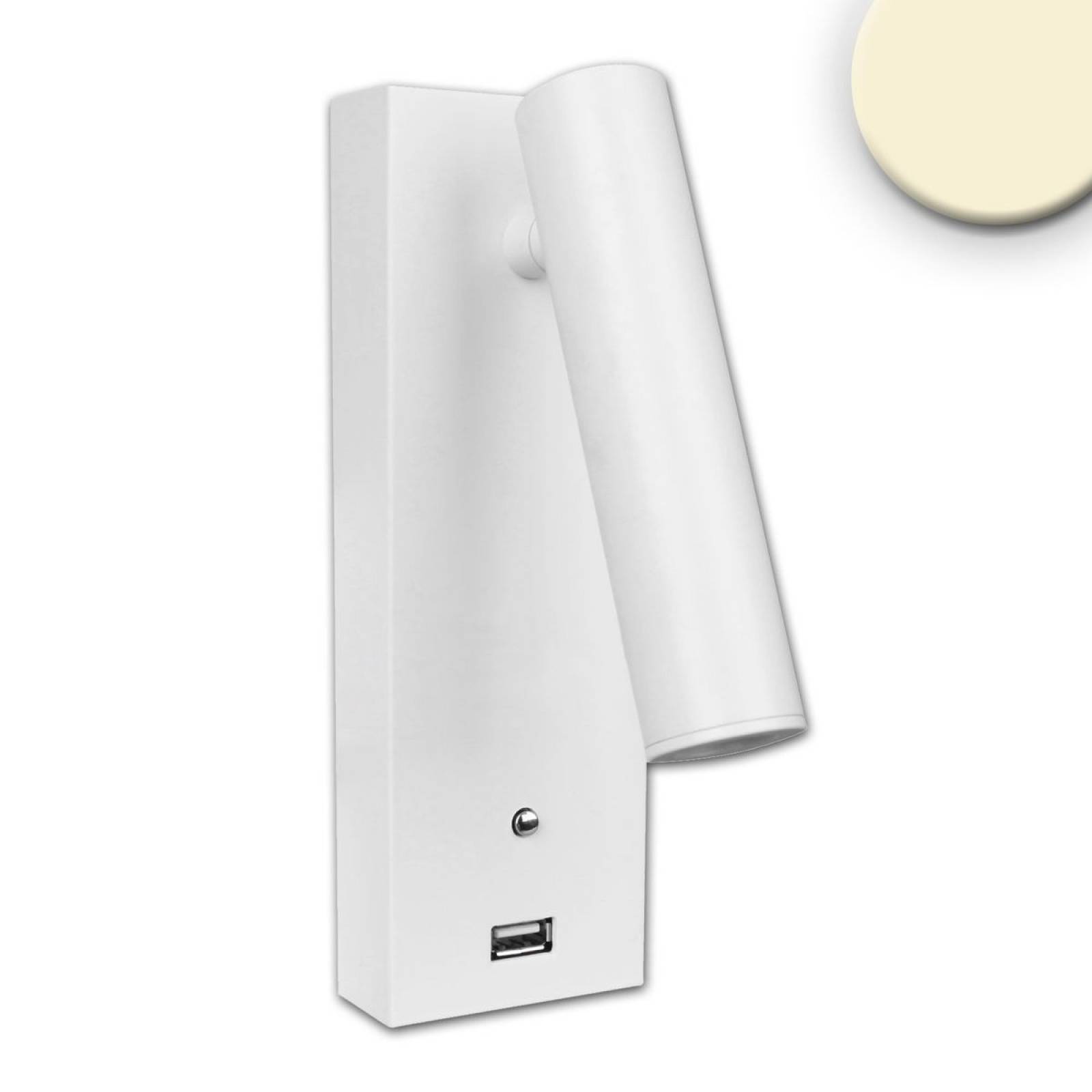 LED Leseleuchte, 3W, wei�, mit USB A Ladebuchse, warmwei�, 3 Stufen dimmbar