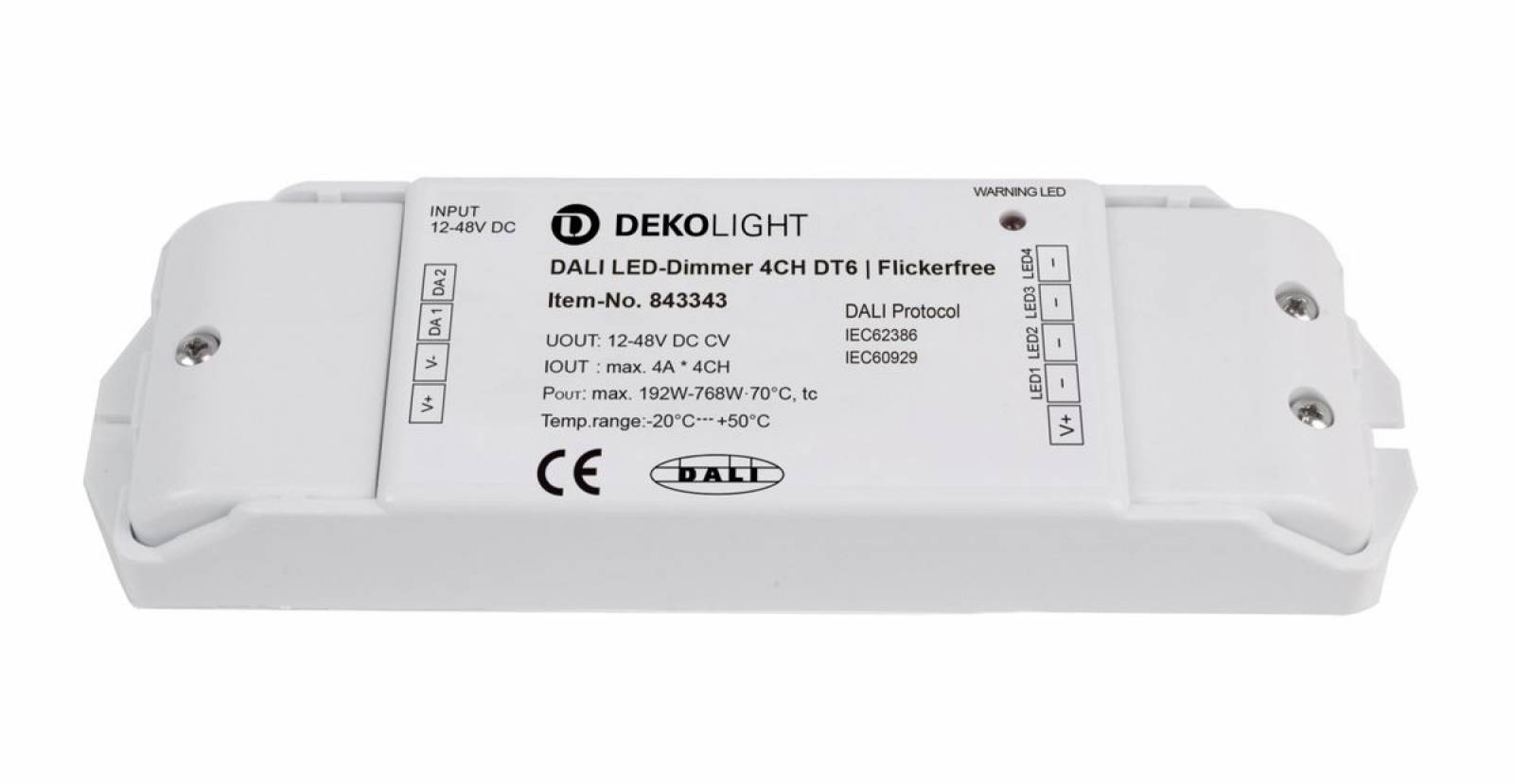 LED PWM-Dimmer 12-48V 3-4 Kanal, 0-100% dimmbar, DALI1 DT6/DT8, DALI2 DT6/DT8