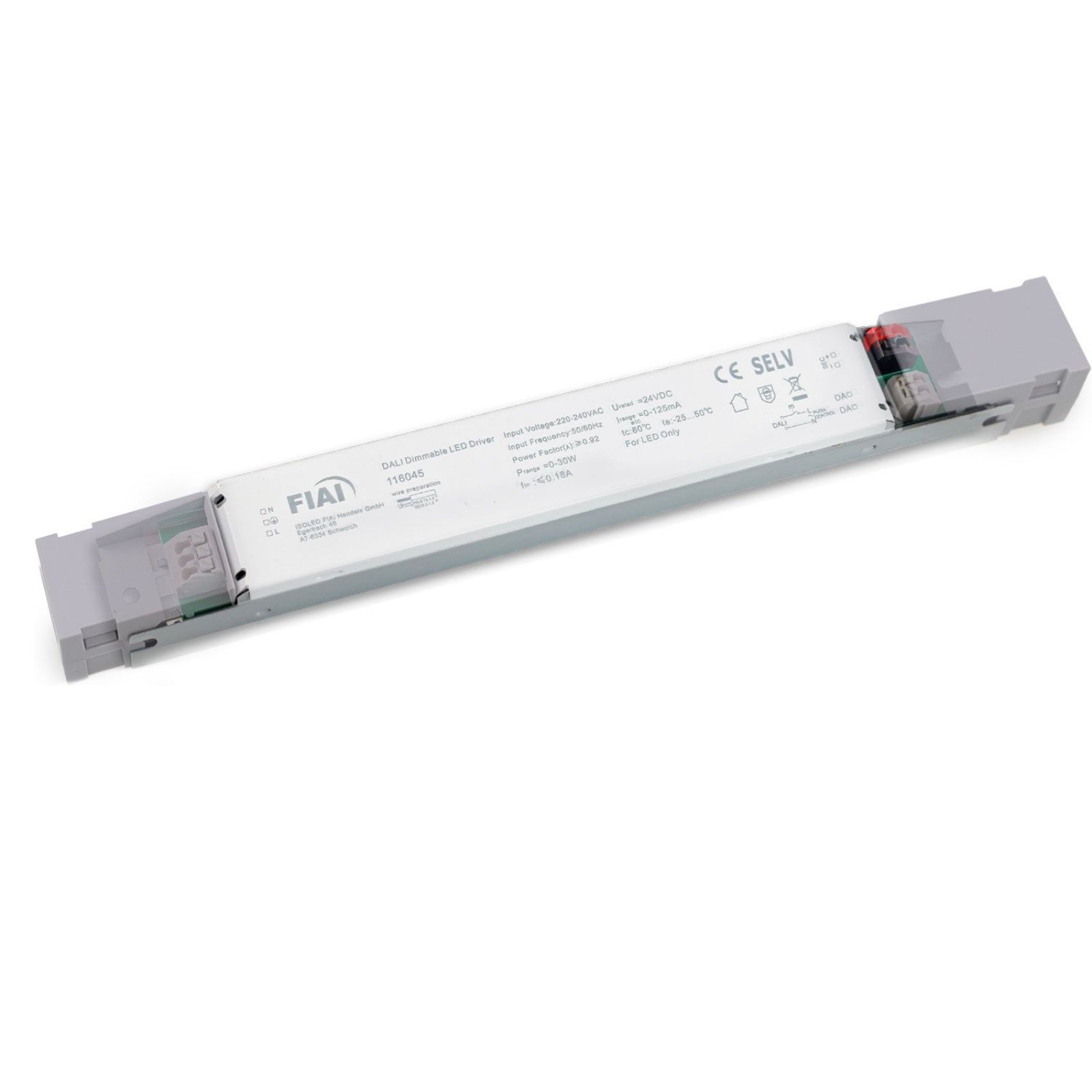 LED PWM-Trafo 24V/DC, 0-30W, ultraslim, Push/DALI-2 dimmbar, SELV