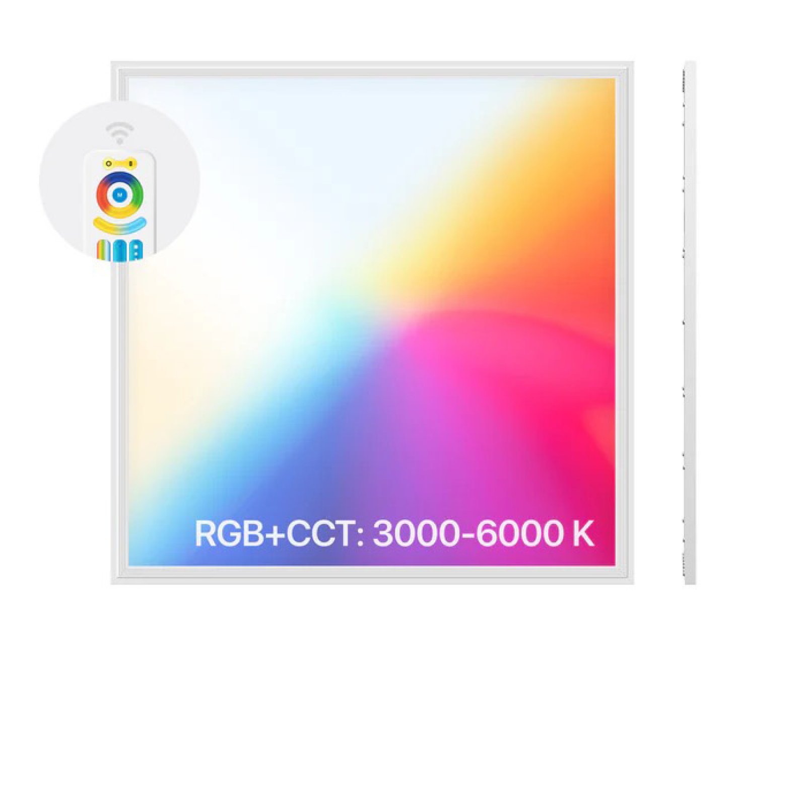 LED Panel 62x62cm RGB+CCT 3000-6000K 40W 3200lm mit Trafo und Fernbedienung dimmbar