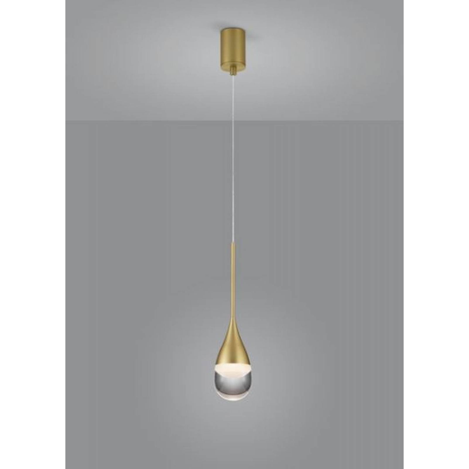 LED Pendelleuchte DEEP Glas Tropfenform 5,5W, gold matt, max. 2m, warmwei�