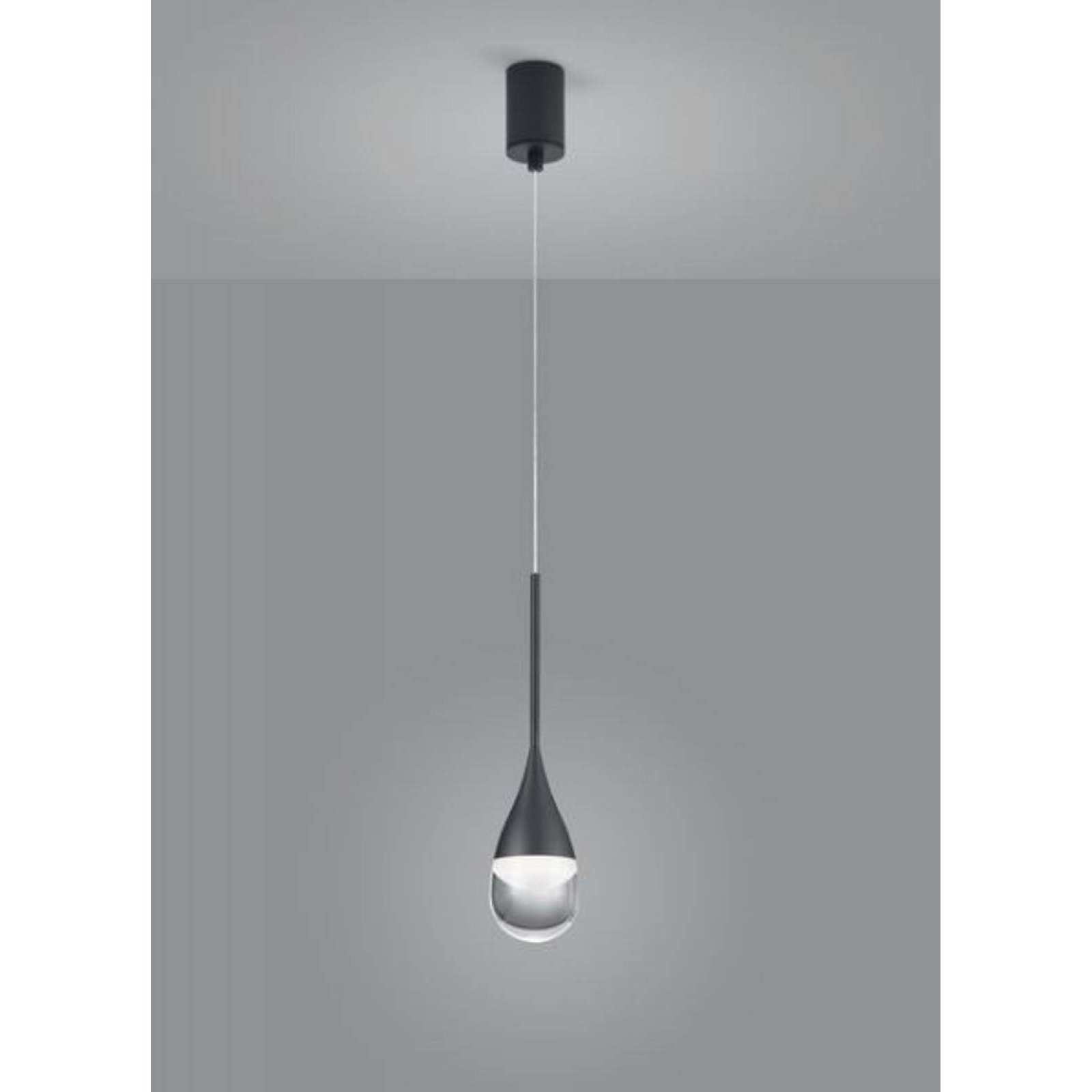 LED Pendelleuchte DEEP Glas Tropfenform 5,5W, schwarz matt, max. 2m, warmwei�