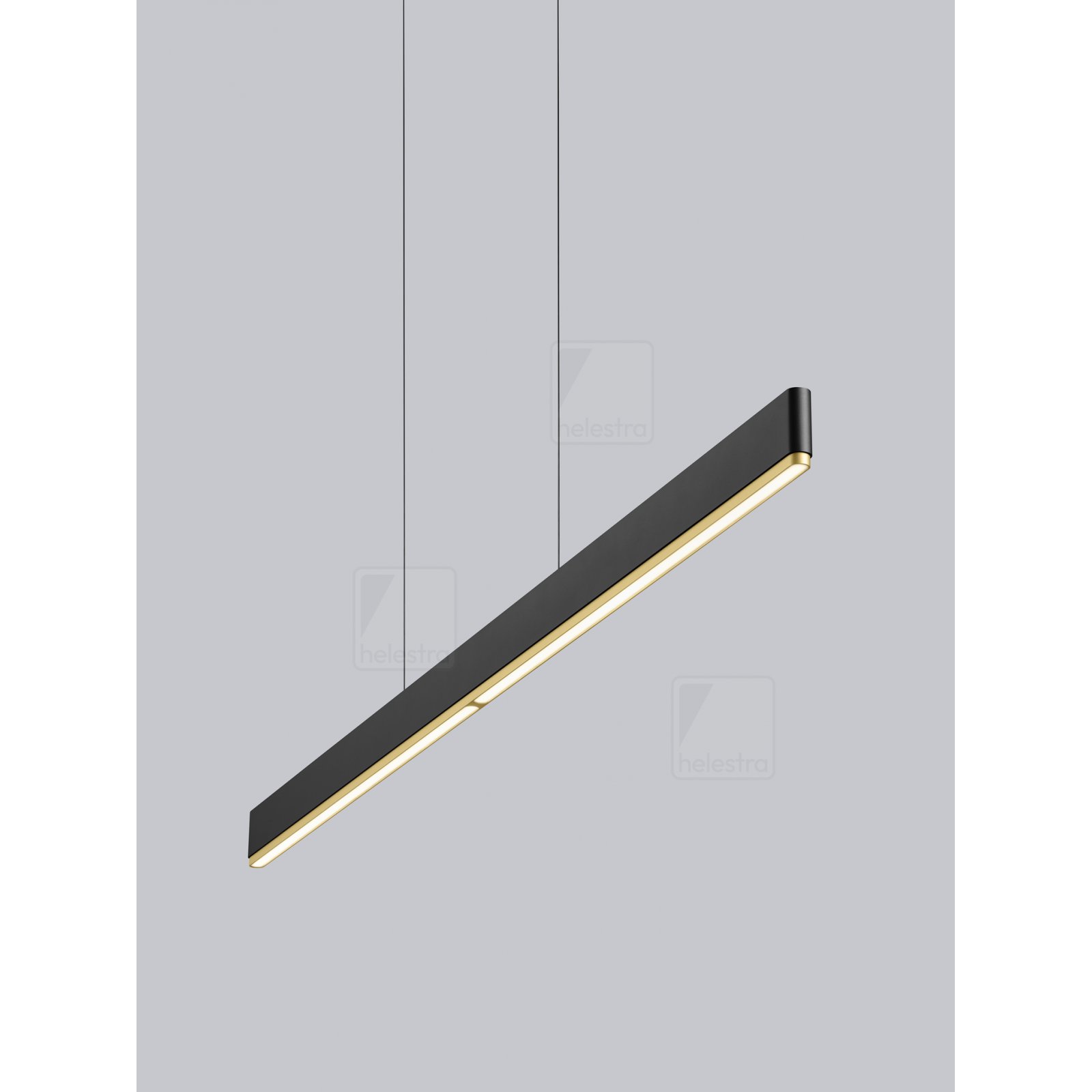 LED Pendelleuchte schwarz-gold NIN - schmal mit Easy-Lift und ColorSwitch, dimmbar