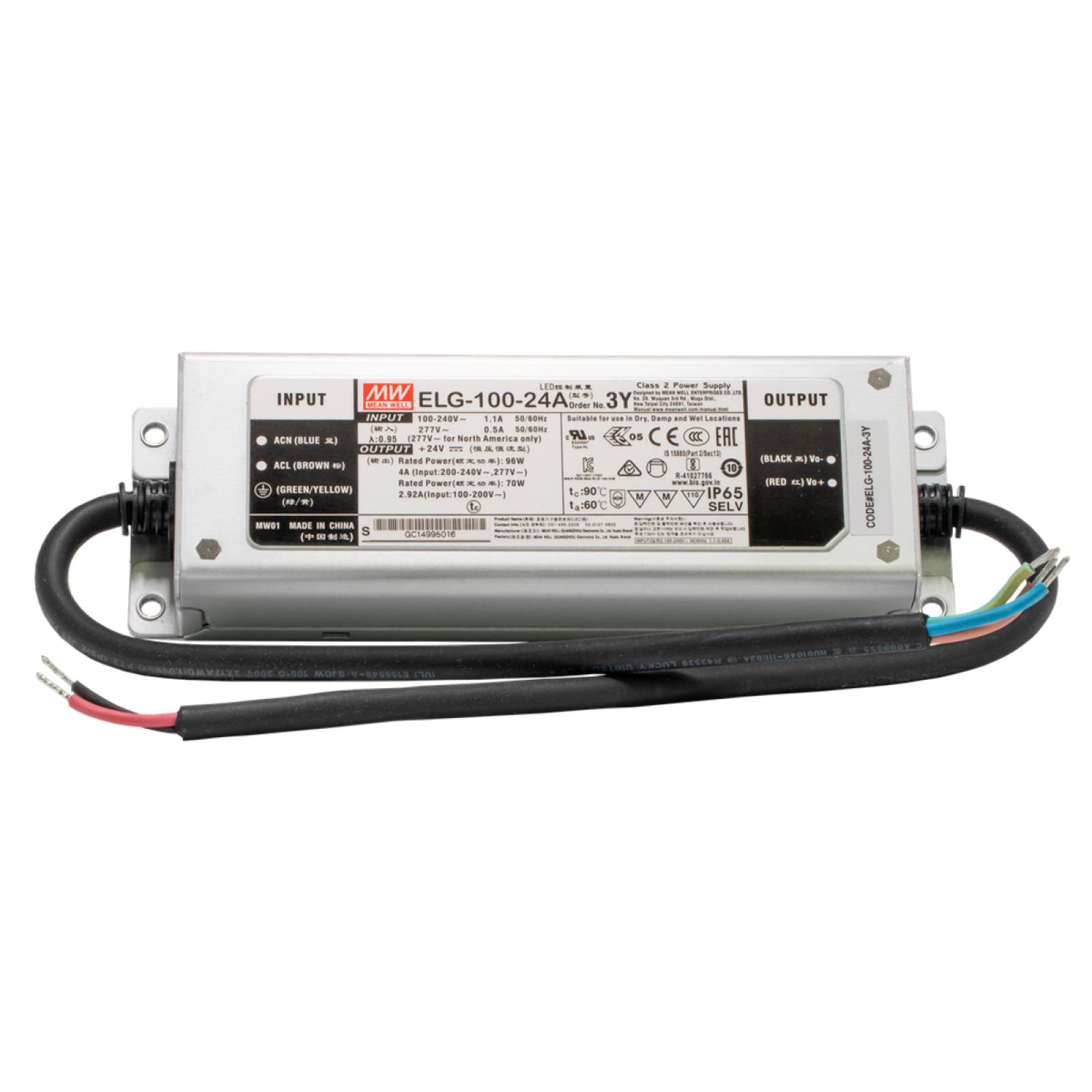 LED Trafo Mean Well ELG Typ A, 24V/DC, IP65, 100W, nicht dimmbar