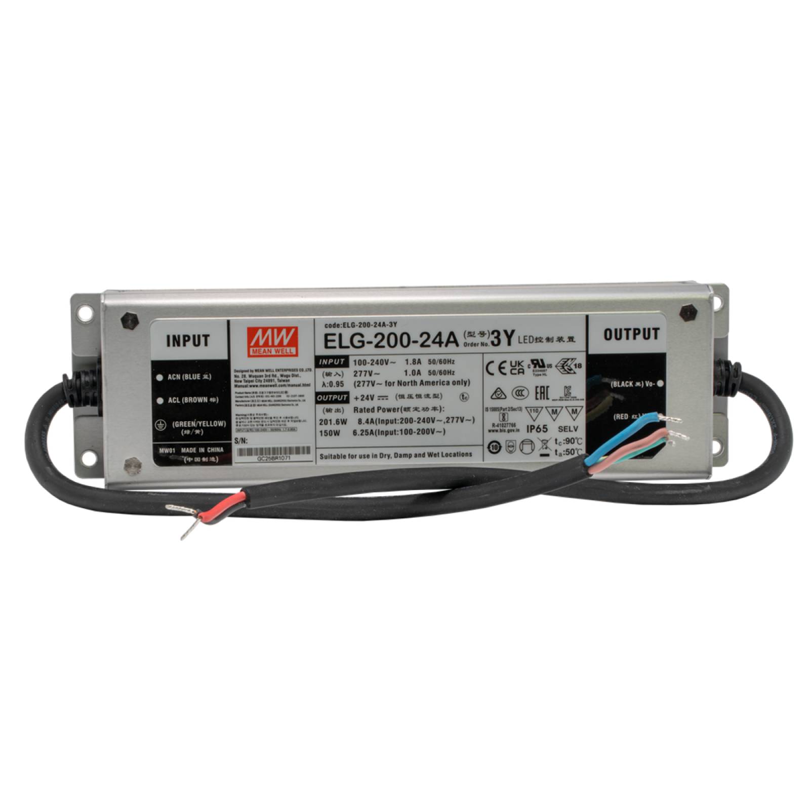 LED Trafo Mean Well ELG Typ A, 24V/DC, IP65, 200W, nicht dimmbar