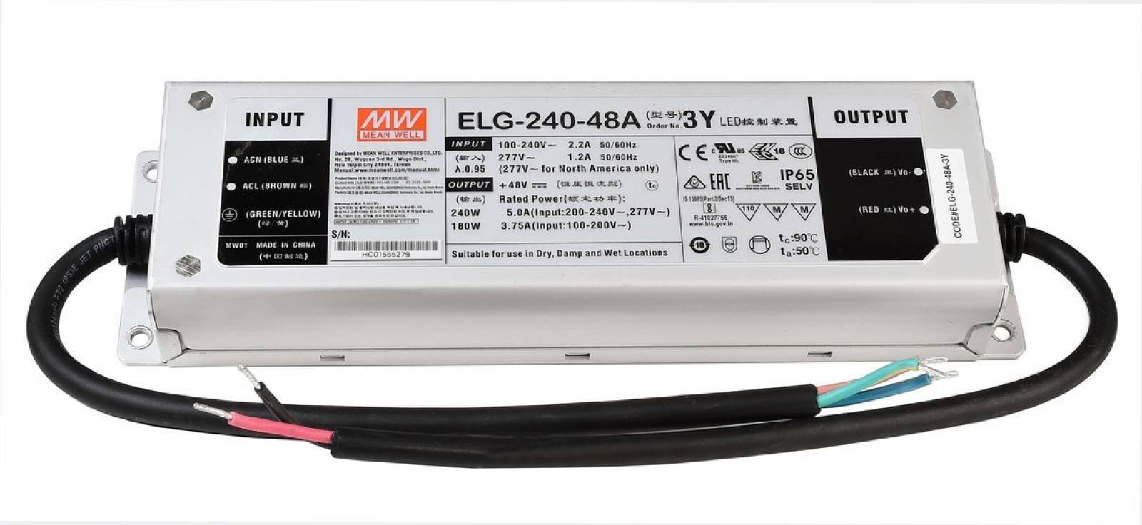 LED Trafo Mean Well ELG Typ A, 48V/DC, IP65, 240W nicht dimmbar