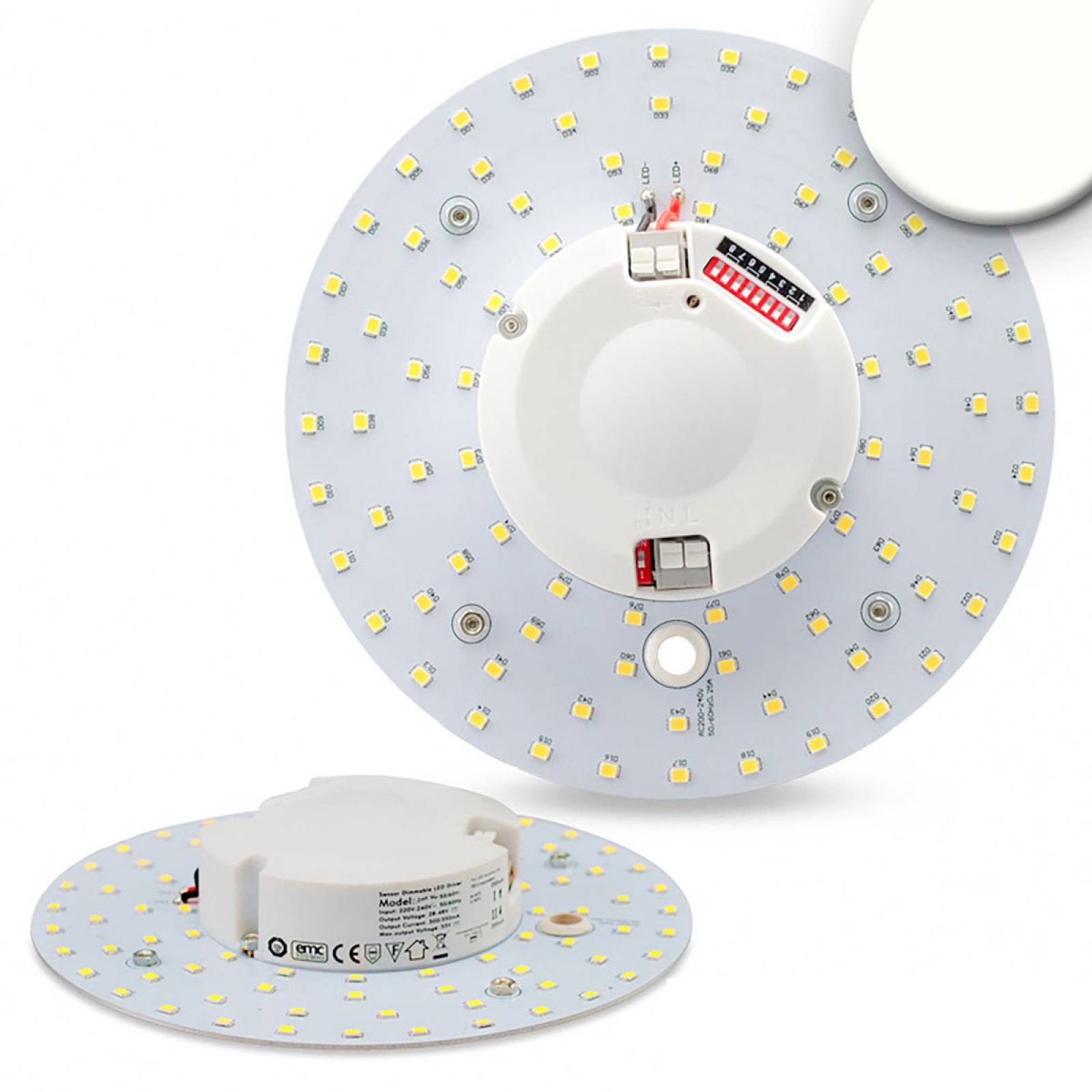 LED Umr�stplatine 160mm, 14W, neutralwei�, mit Haltemagnet + HF-Bewegungssensor