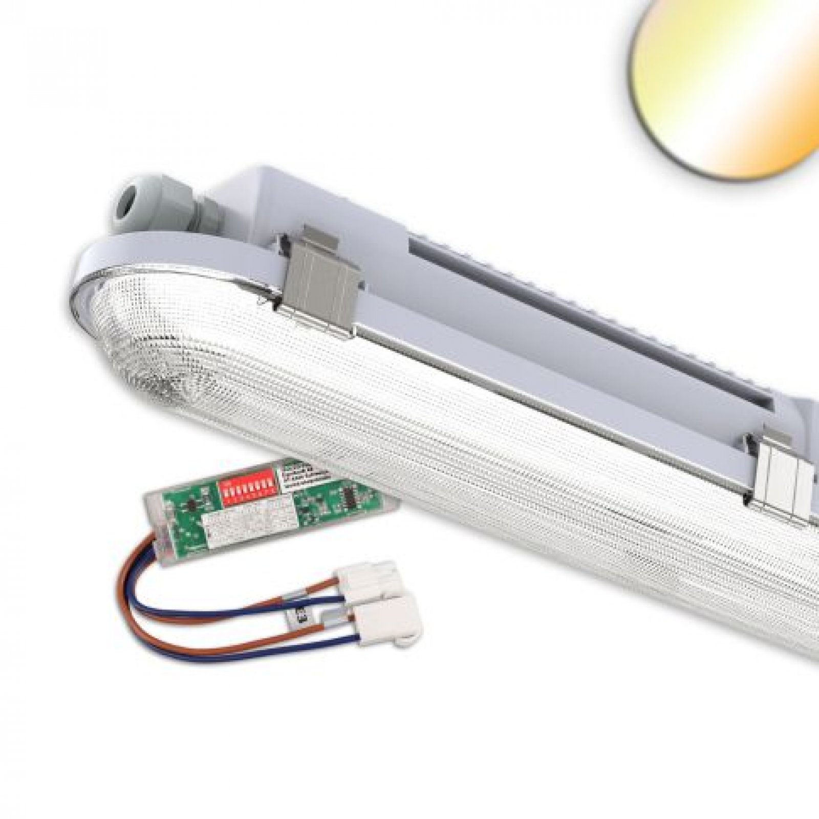LED Wannenleuchte HEQ 120cm mit HF-Sensor, IP65, 25-40W, DALI DT6, ColorSwitch