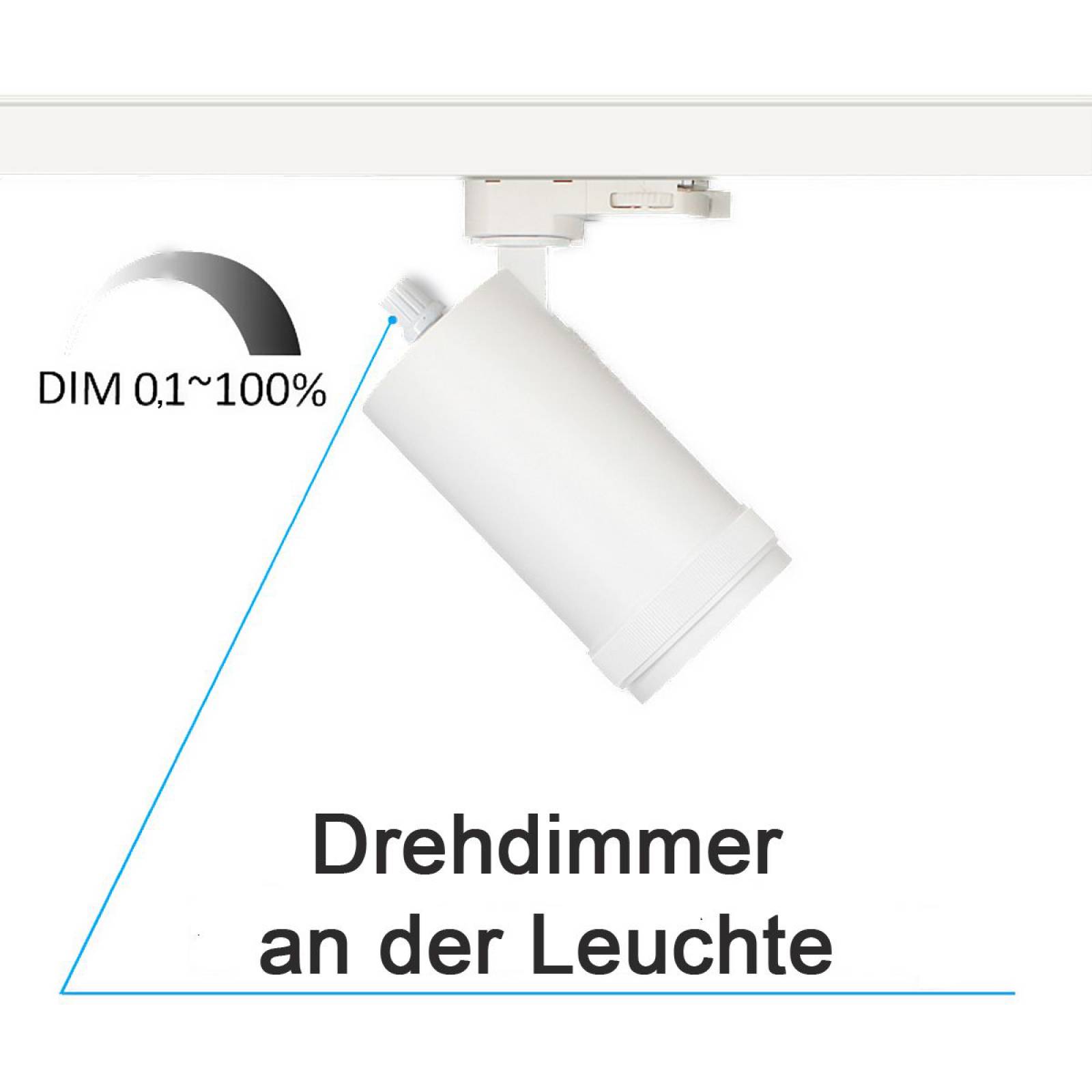 LED Zoom S1 DIM 3-Phasen-Strahler 12W wei� Zoom 10� - 50� 960lm CRI:90 mit Dimmer