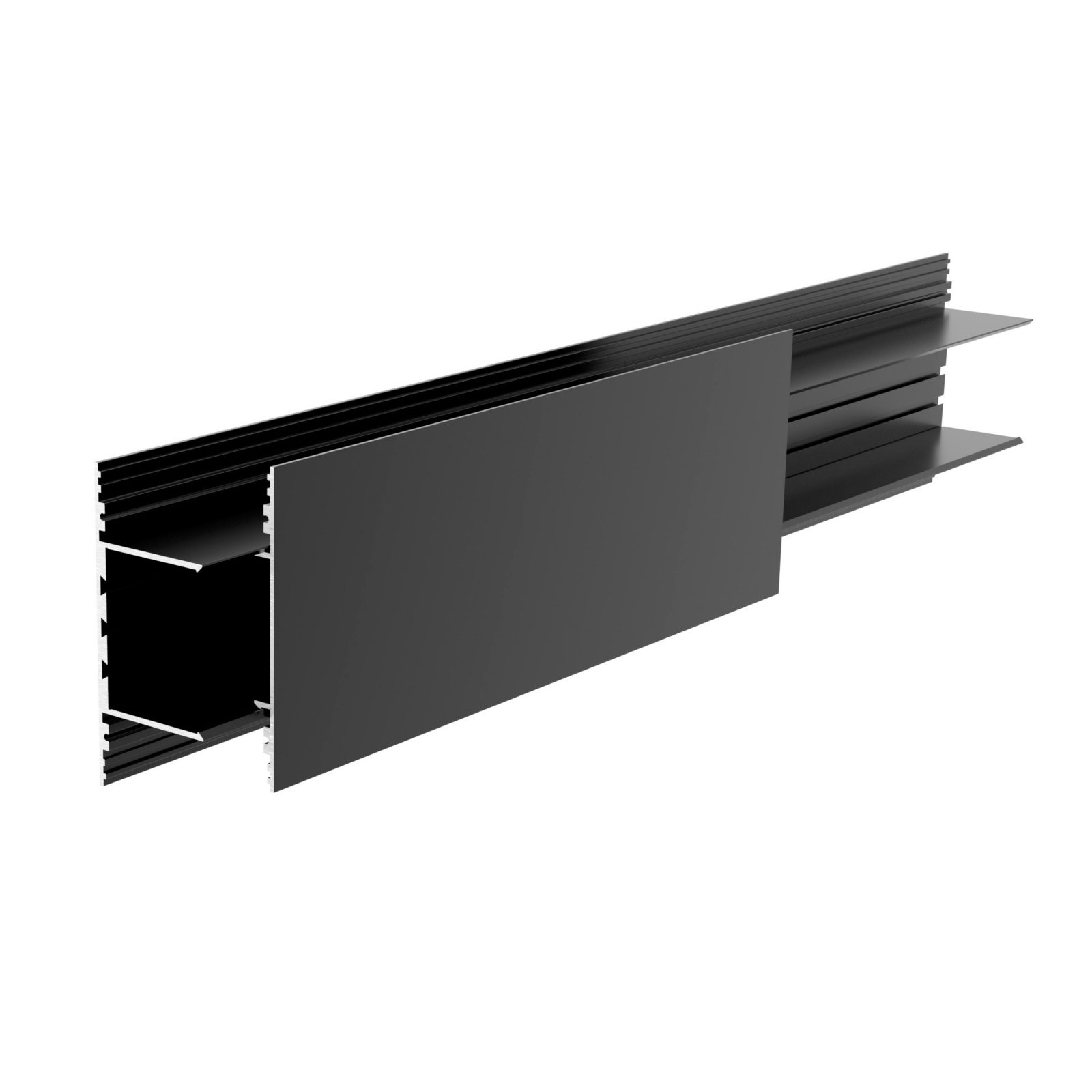 Leuchtenprofil PLANO BSH f�r Wandmontage, 85x38mm, schwarz mit LED-Tr�ger 2m, Alu