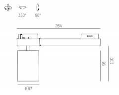2-Phasen-Strahler MOVA S BASIC VOLARE 8W, �67 Schwarz, 24� mit Glas, smart dim, 2700K