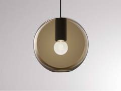 2-Phasen-Pendelleuchte LOON MINI BALL VOLARE Glasschirm braun, Schwarz
