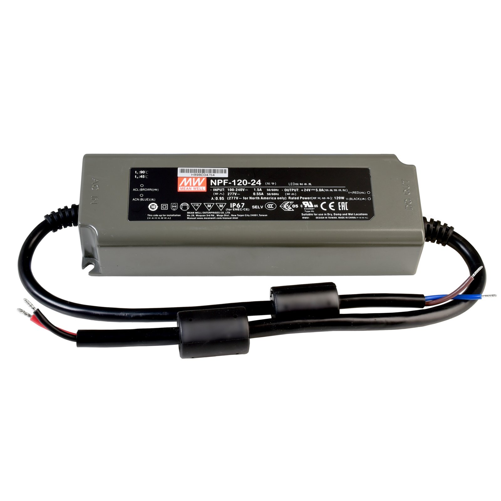Meanwell, Netzger�t (CV, DC), CV, NPF 120 24V, 120W, 90-305V/AC, IP67