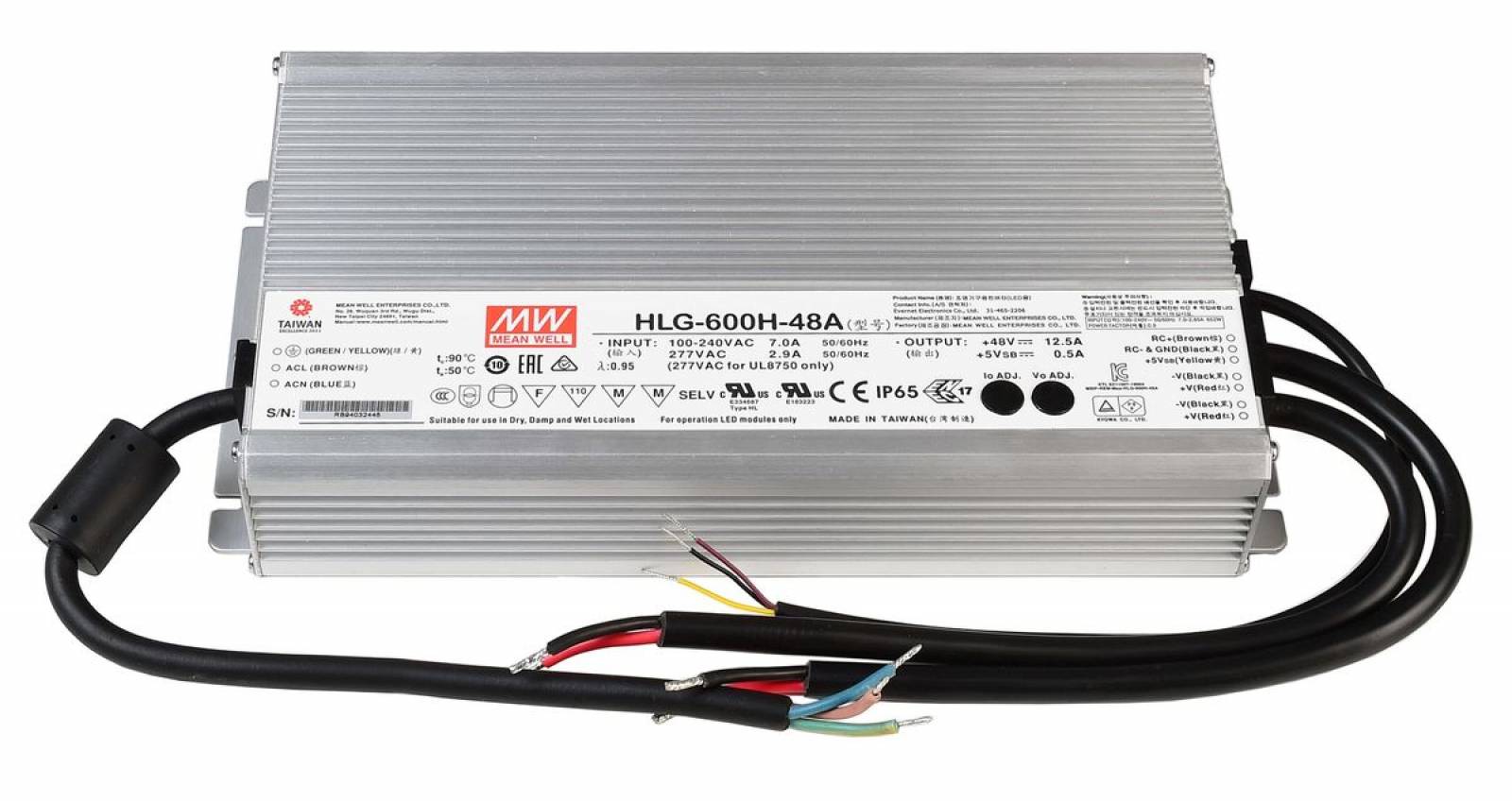 Meanwell Netzger�t, CV. HLG-600H-48A, 90-305V AC/50-60Hz, 48V DC, 0-12500 mA, 600