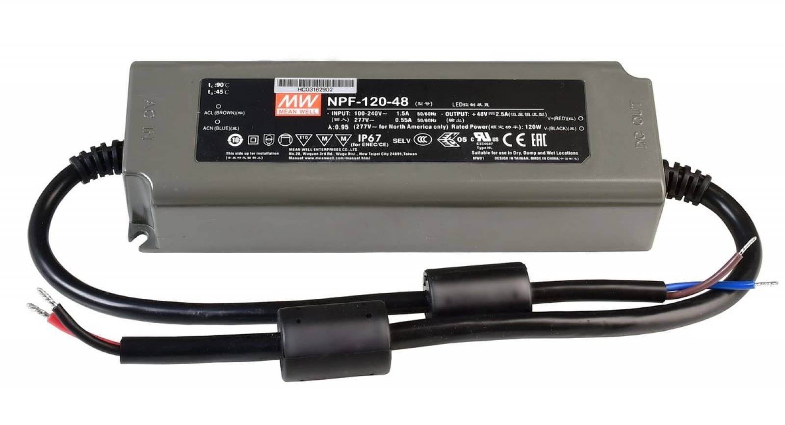 Meanwell Netzger�t CV NPF-120-48, 48V, 120W, 90-305V AC 48V DC 0-2500 mA