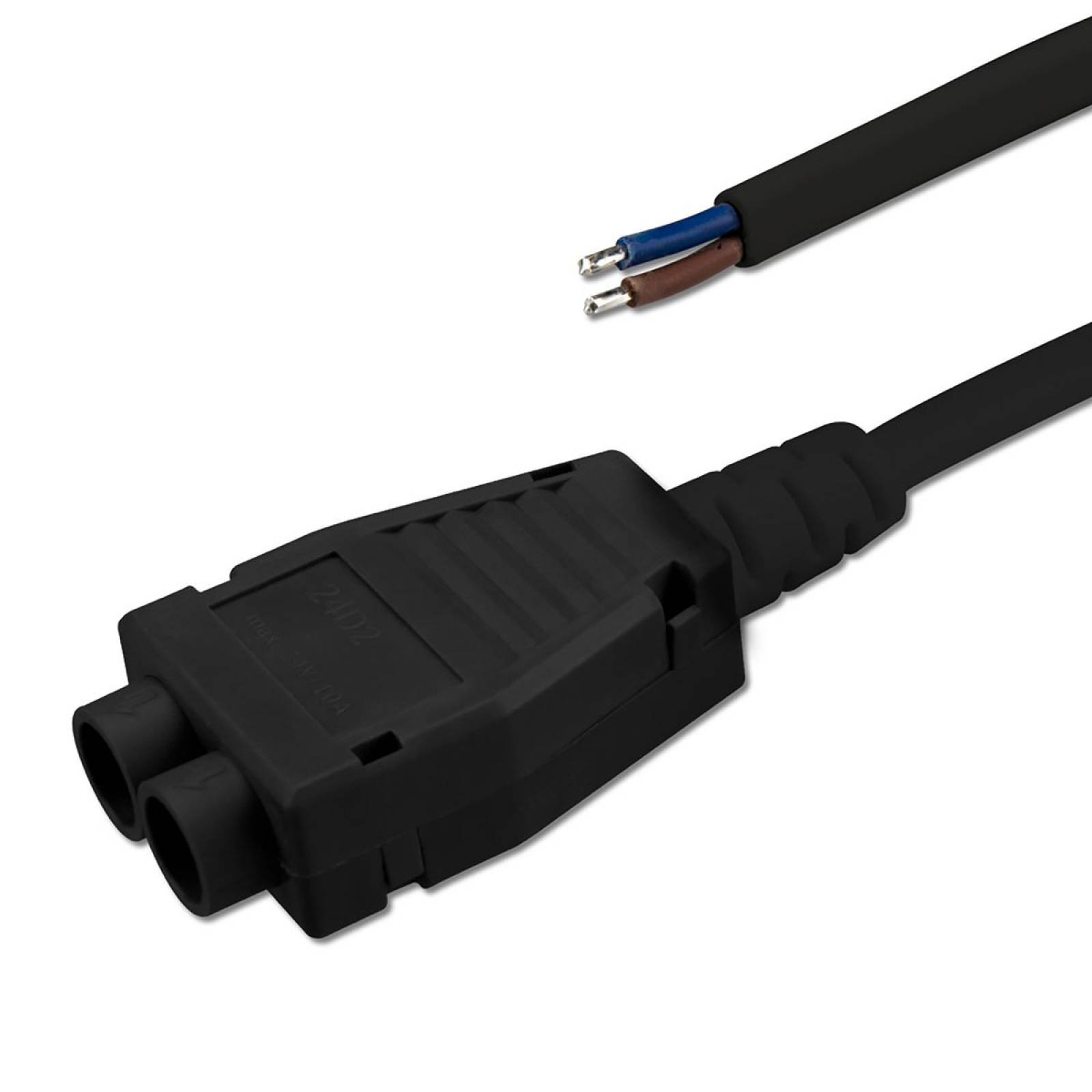 Mini-Plug 2-fach Verteiler female, 1m, 2x0.75, schwarz, max. 24V/10A