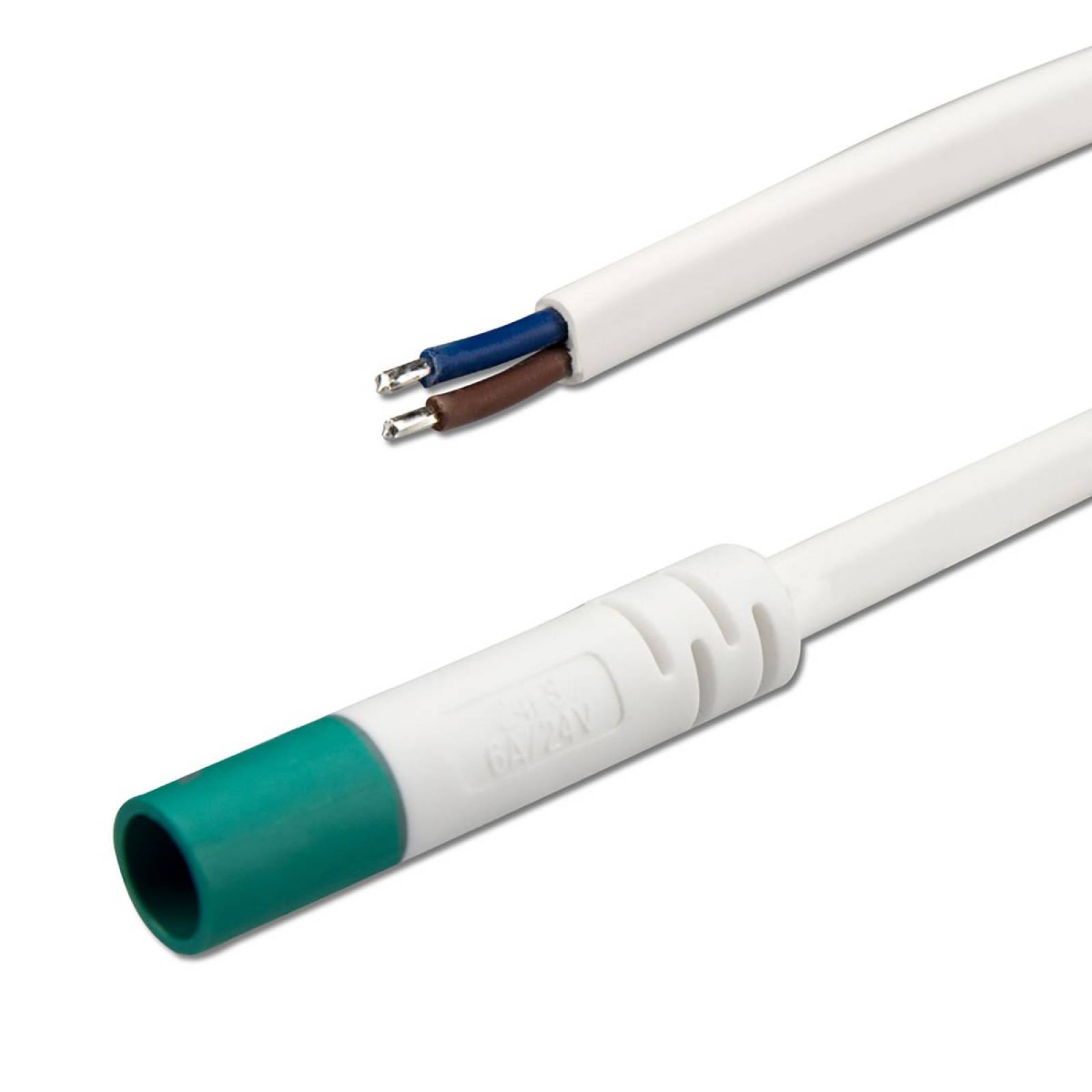 Mini-Plug Anschlussfassung female, 1m, 2x0.75, wei�-gr�n, max. 24V/6A