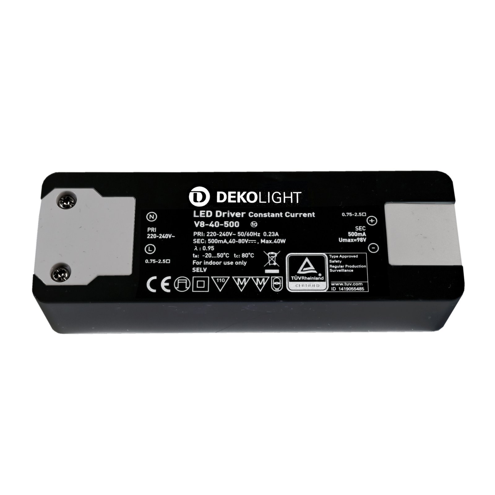 Netzger�t (CC, DC), BASIC, CC,V8-40-500mA/40W, Stromkonstant, 20-40W, 220-240V/AC, IP67, 40-80V/DC