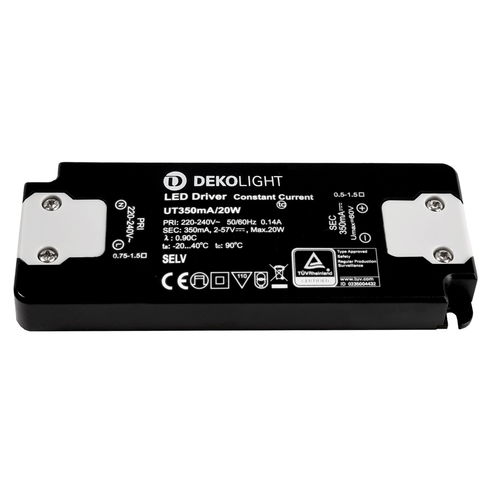 Netzger�t (CC, DC), FLAT, CC, UT350mA/20W, Stromkonstant, 0,7-20W, 220-240V/AC, IP67, 2-57V/DC