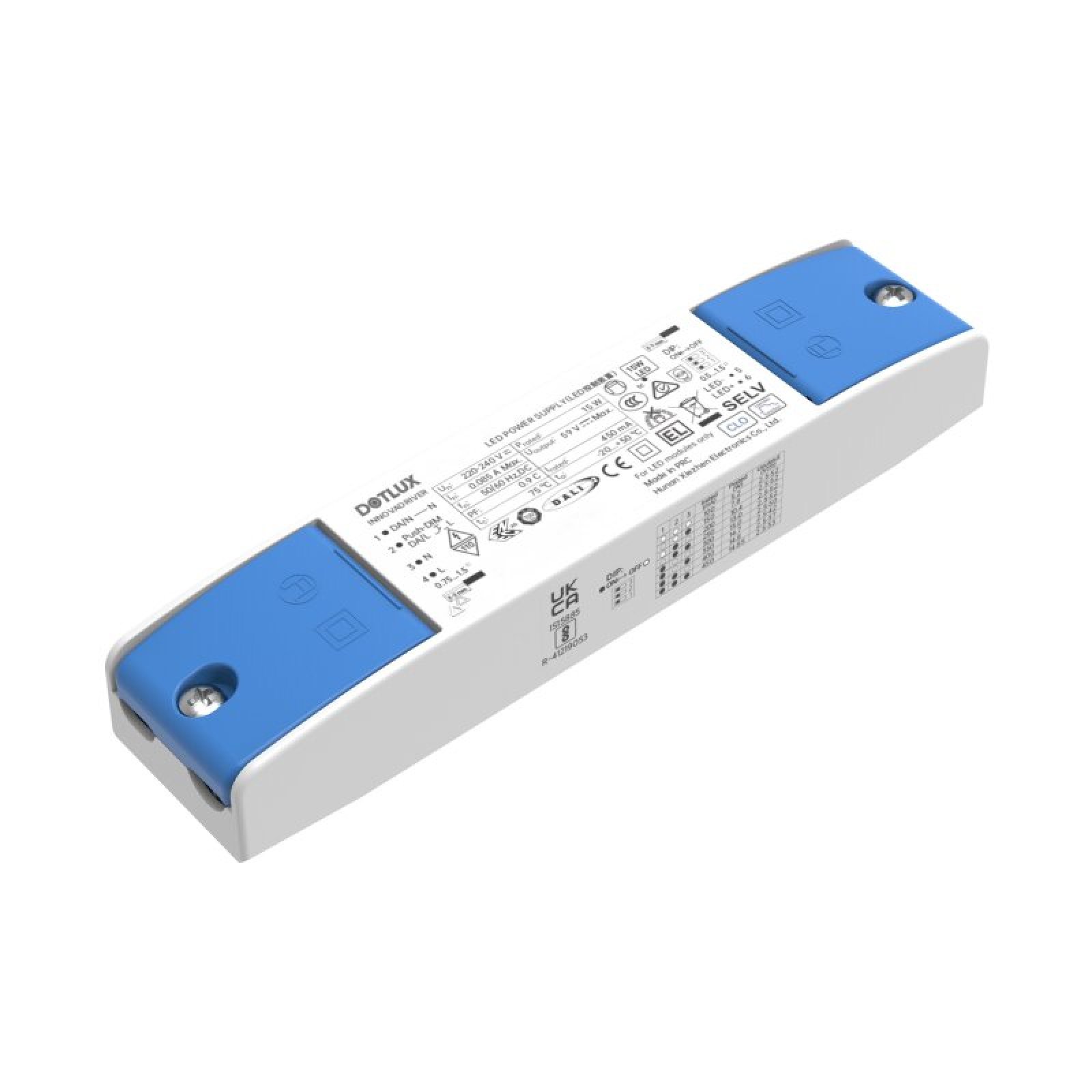 Netzger�t CC max. 15W, 100-450mA, 2,5-52V, PUSH dimmbar DALI-2, f�r Zentralbatterie
