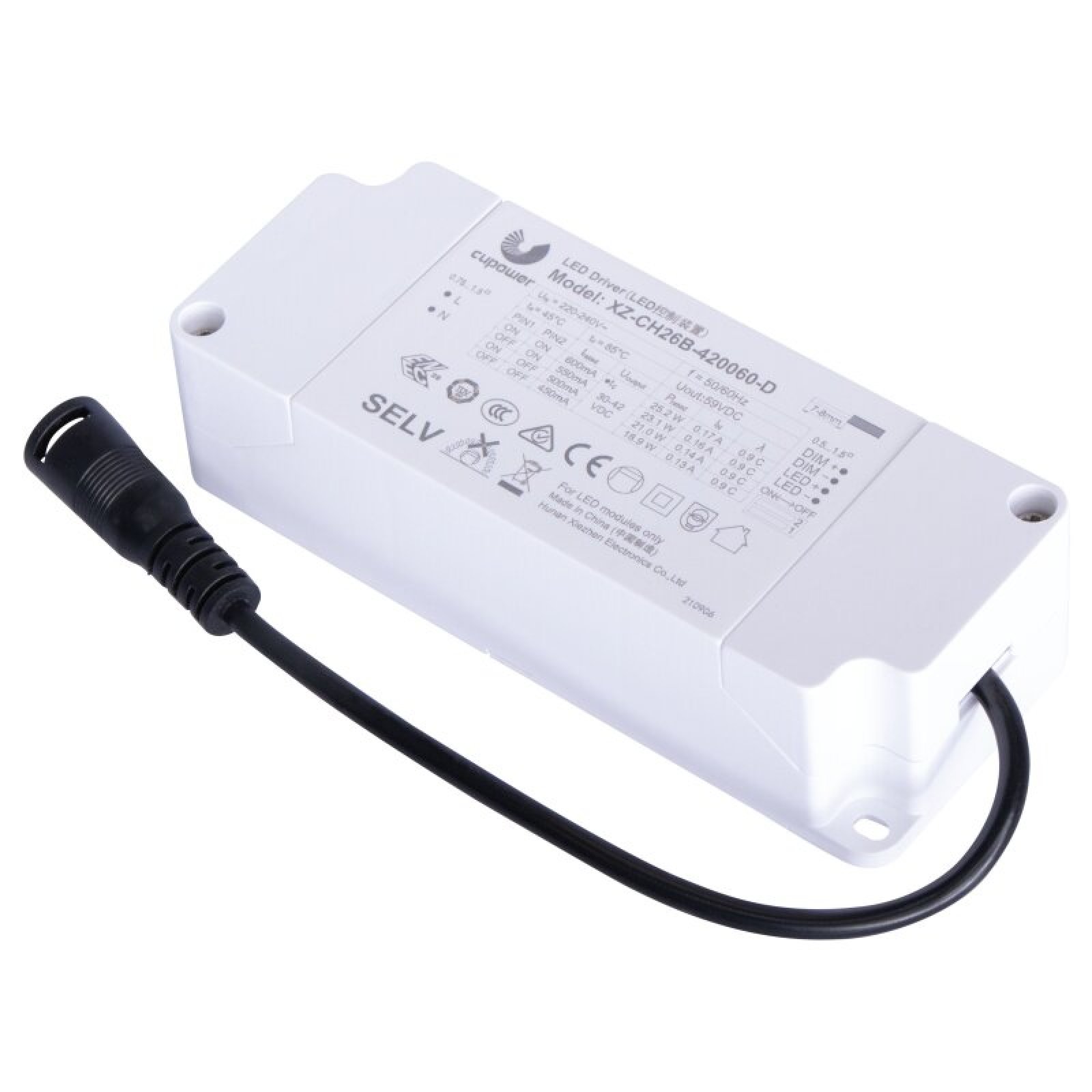 Netzger�t CC max. 26W, 450-600mA, 30-42V, 1-10V dimmbar
