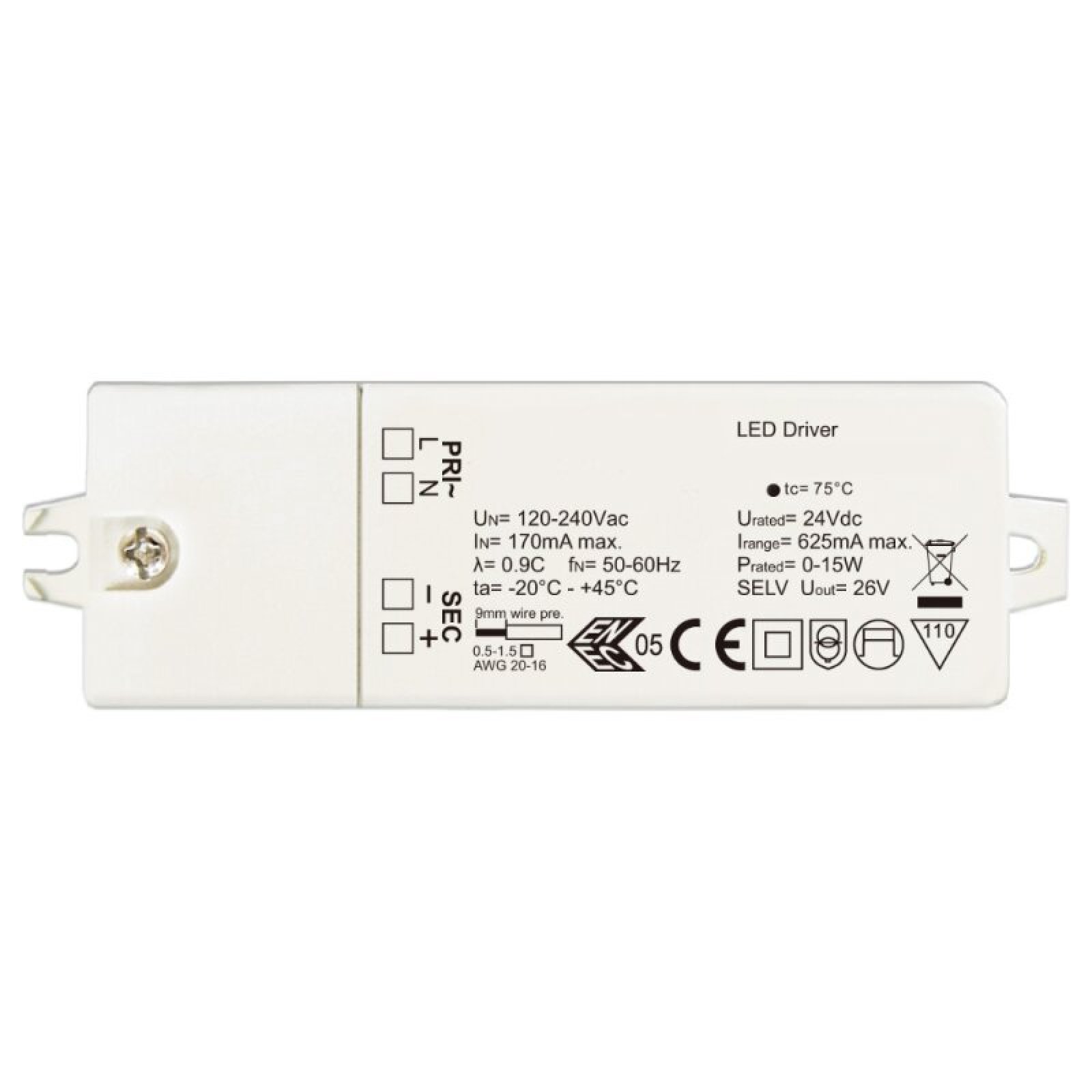 Netzger�t CV 24V/DC, 0-15W, 0-0,62A, nicht dimmbar