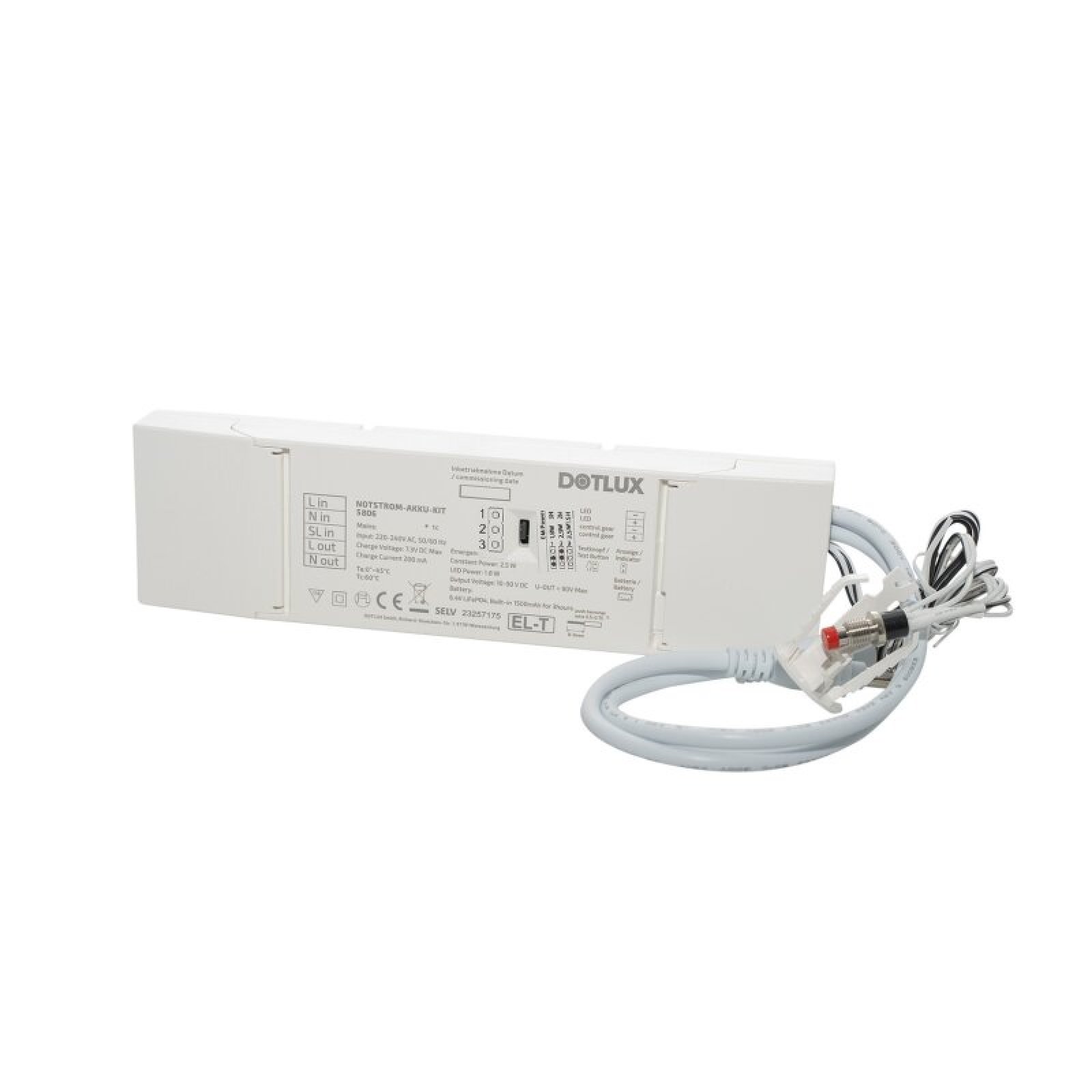 Notstrom-Akku-Kit exit 1,9W/0,8W, 3/8h, f�r Konstantstrom-Leuchten mit ext.Testknopf LifePO4 6.4V, S