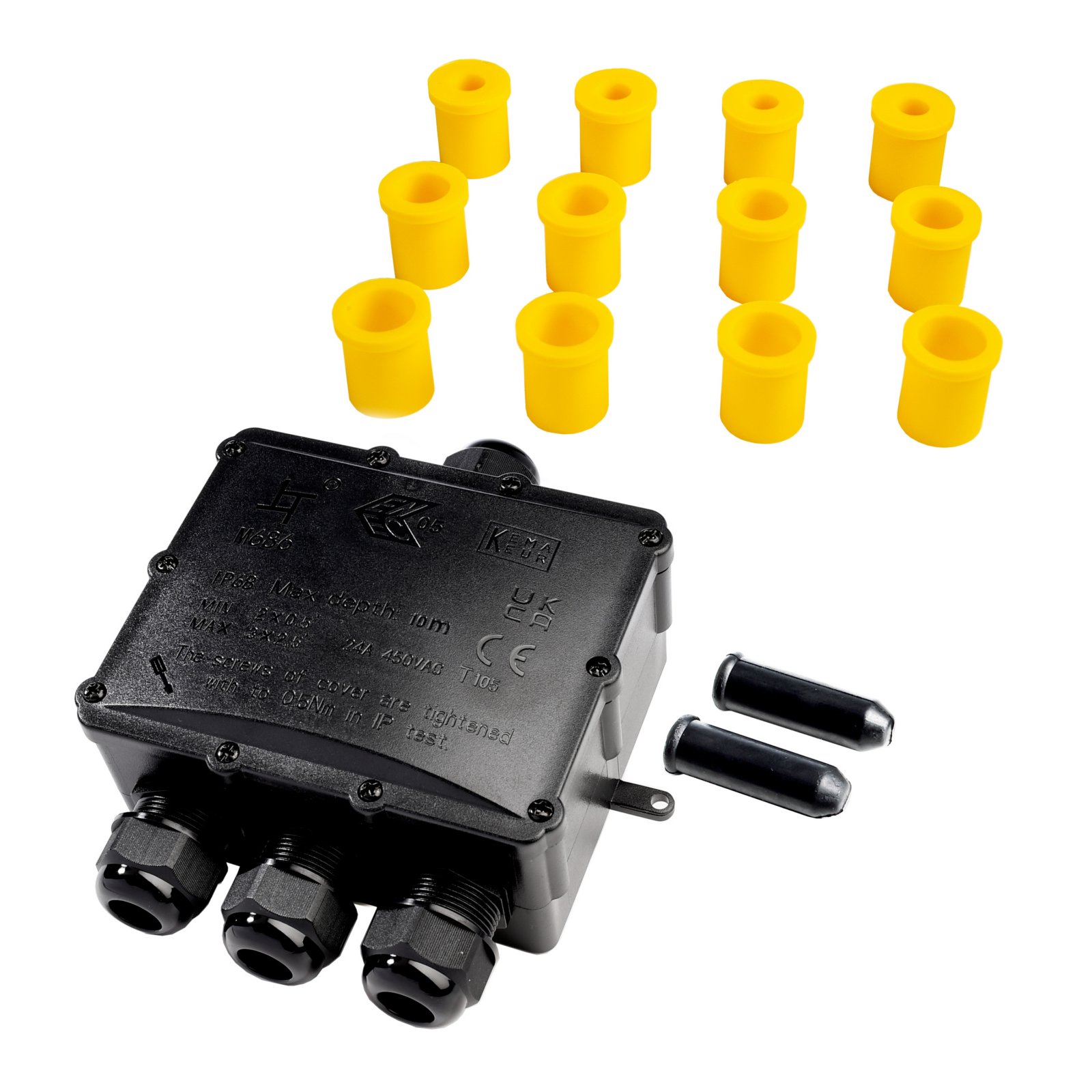 Outdoor Multi-Y 4-fach-Verteiler f�r 2-4 Kabel 4-14 mm, 0.5-4 mm�, IP 68/max. 2 m