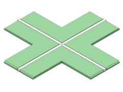 DL \(Direktes Licht\) Gipspaneelemit integr. Alu Profil 12,5mm, Kreuzungs-Element 1-l�ufig